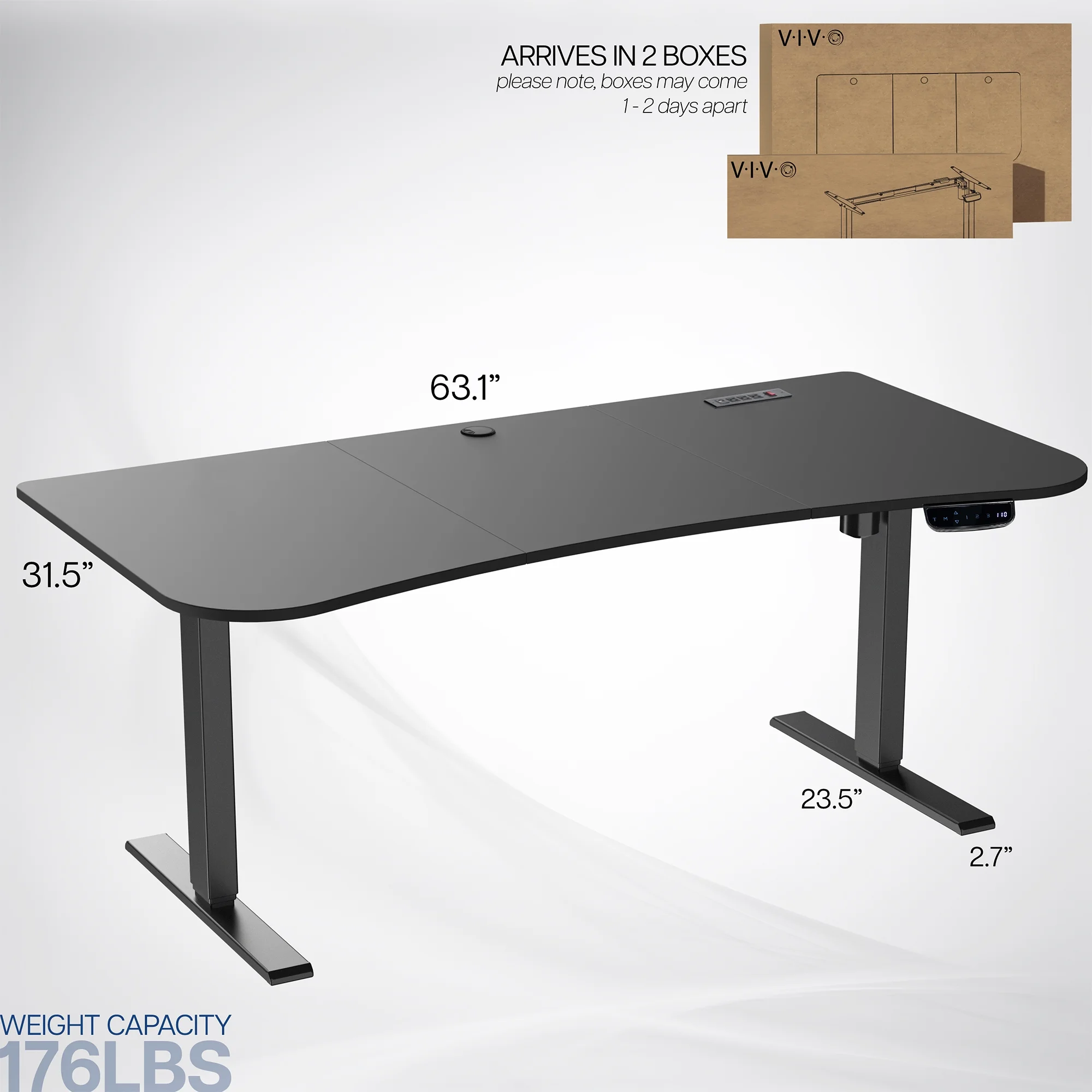 VIVO Reclaimed Wood / Black 63�?x 32�?Electric Height Adjustable Stand Up Desk