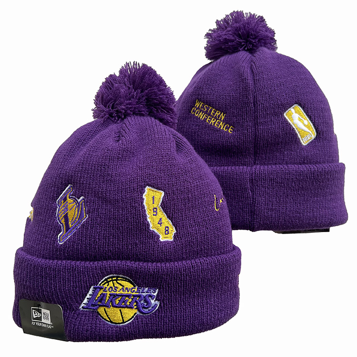Los Angeles Lakers Cuffed Knit Hat with Pom
