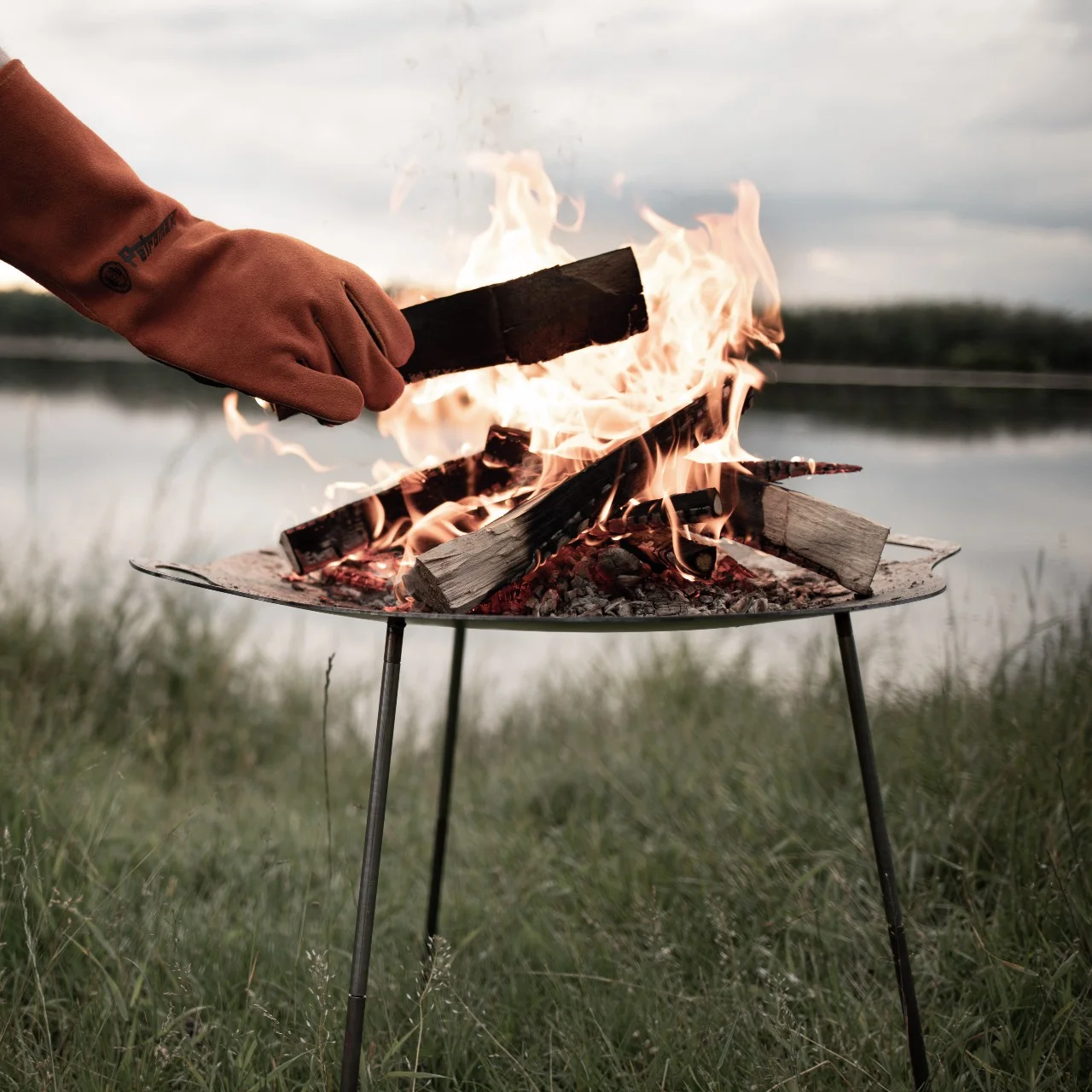 Petromax Campfire Griddle and Fire Bowl, Steel with 3 Removable Legs for Outdoor Campfire Cooking, Grilling and Frying or Build Fire Directly in Bowl, 15