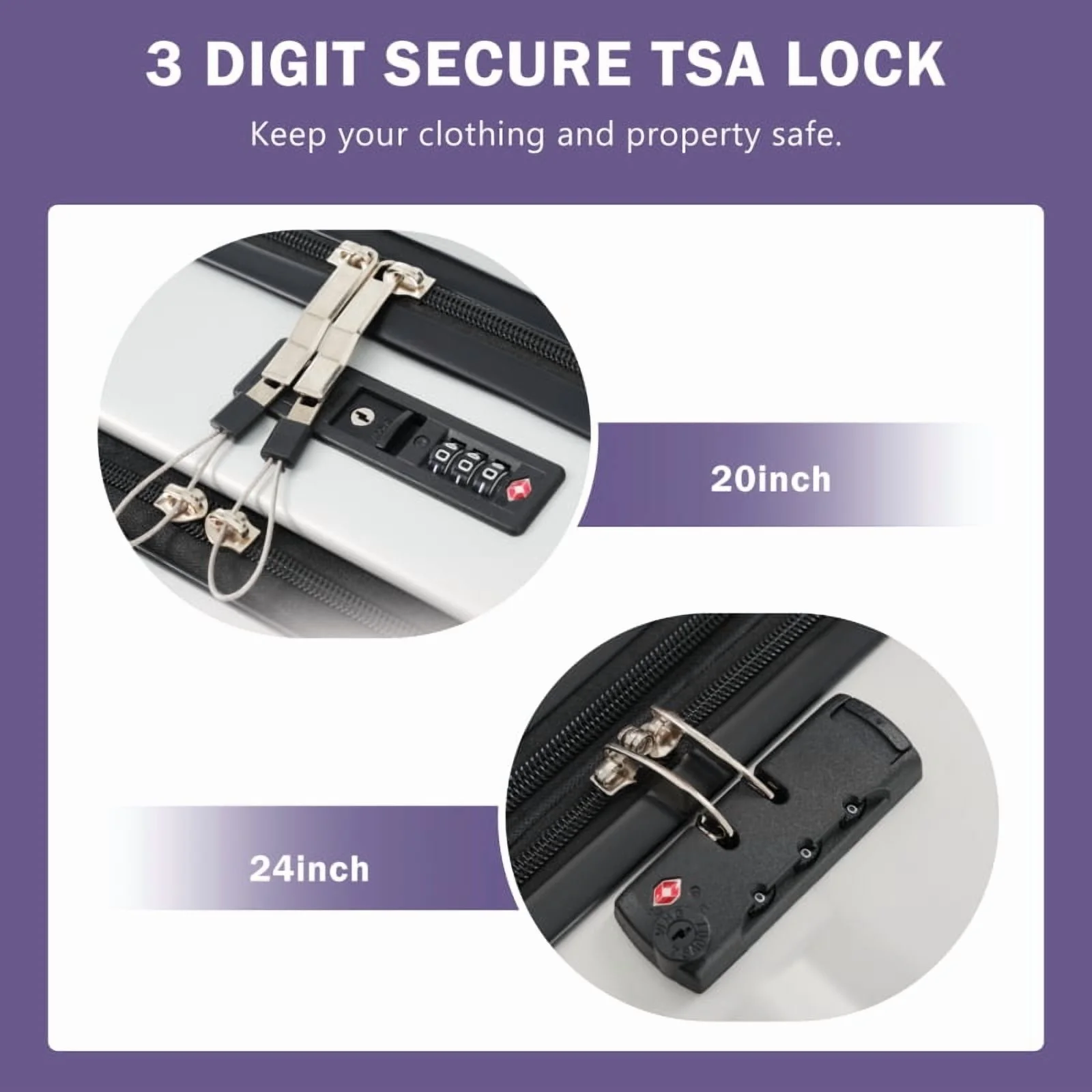 Front Opening Luggage Set 3 Piece, Hardside Carry on Suitcase with USB Port, Expandable Luggage with Handle Bag Spinner Wheels TSA Lock