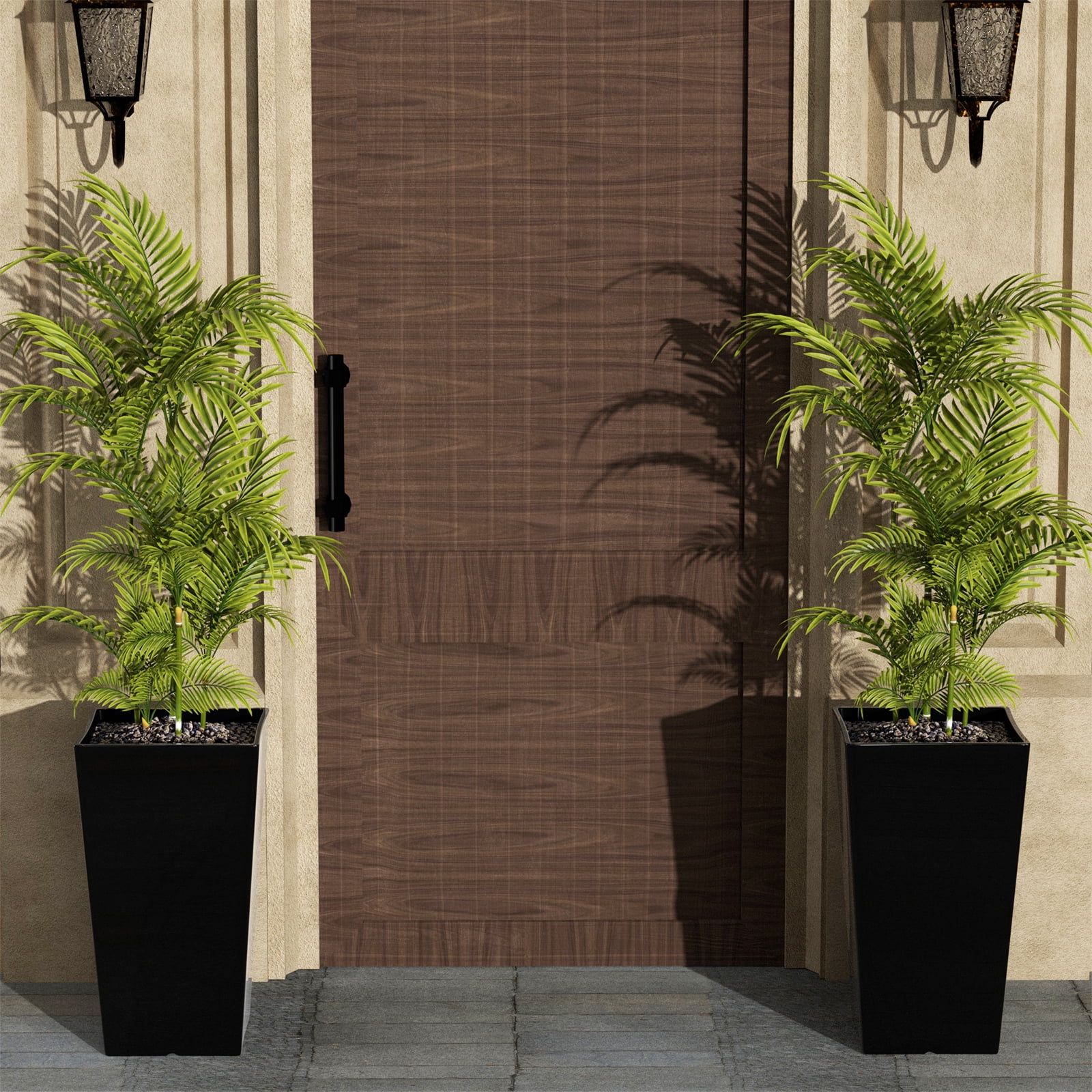 QCQHDU Large Planters for Outdoor Plants Flower Pots Set of 2,Tall Planters for Outdoor Plants,21 inch Outdoor Planters for Front Porch Planters��White��