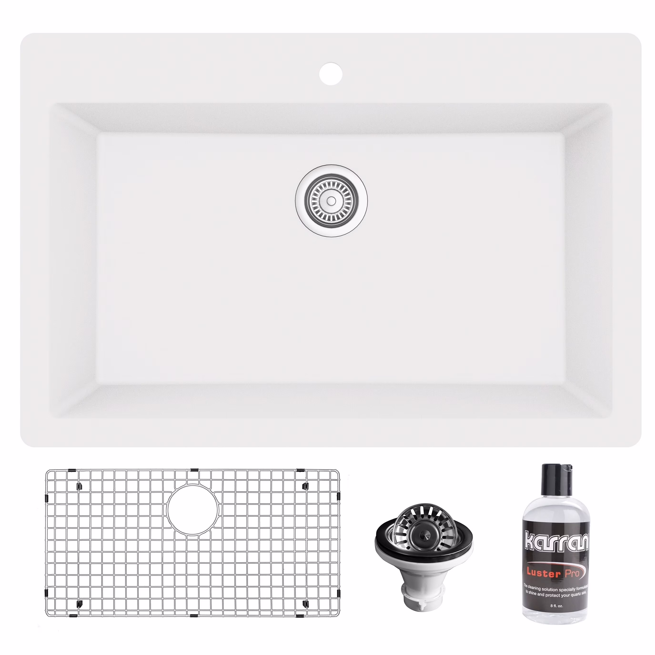 Karran  QT-812 Top Mount 33 in. Large Single Bowl Quartz Kitchen Sink Kit Black