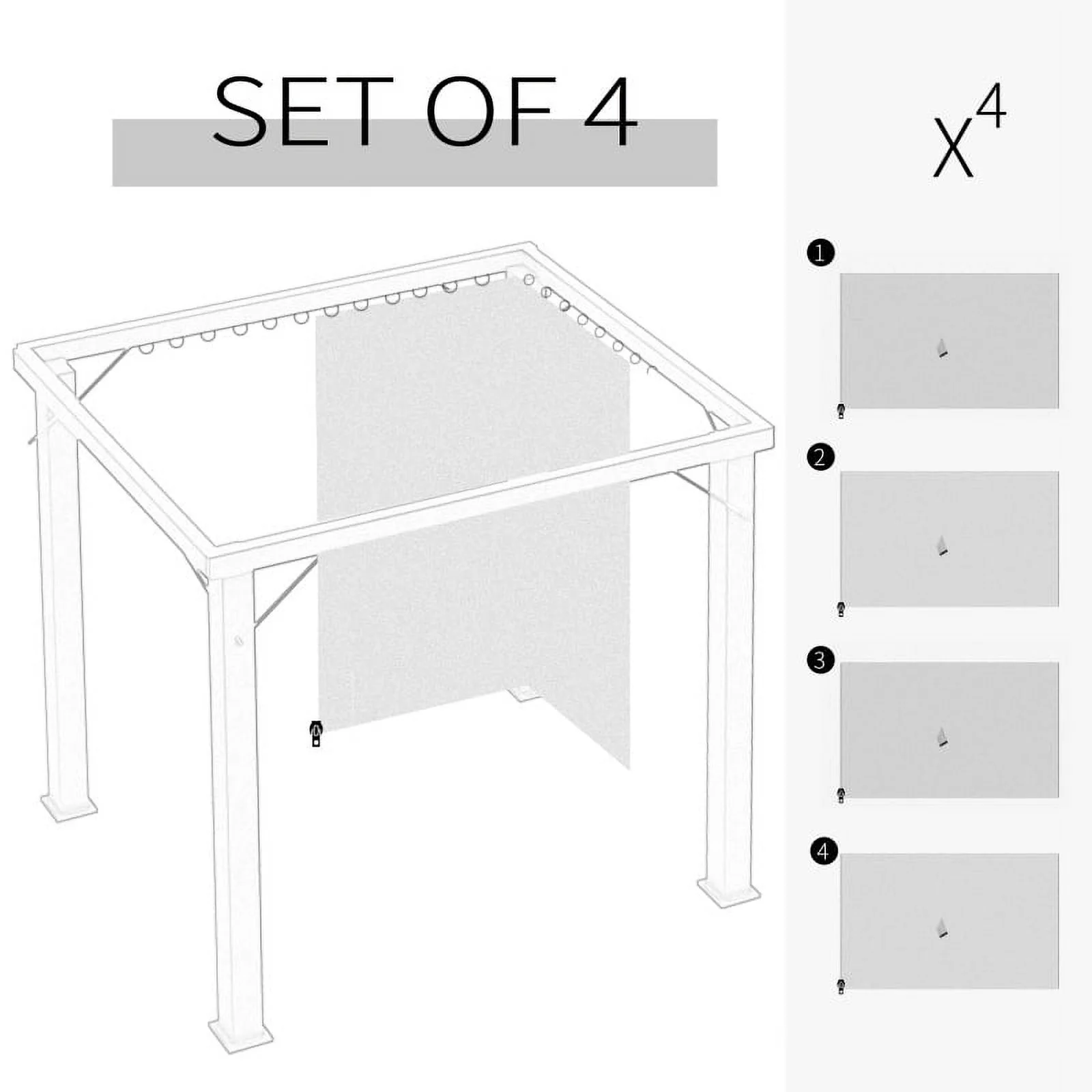 Outsunny 10' x 12' Gazebo Sidewall Set with 4 Panels, Hooks/C-Rings Included for Pergolas & Cabanas, Beige On-Site