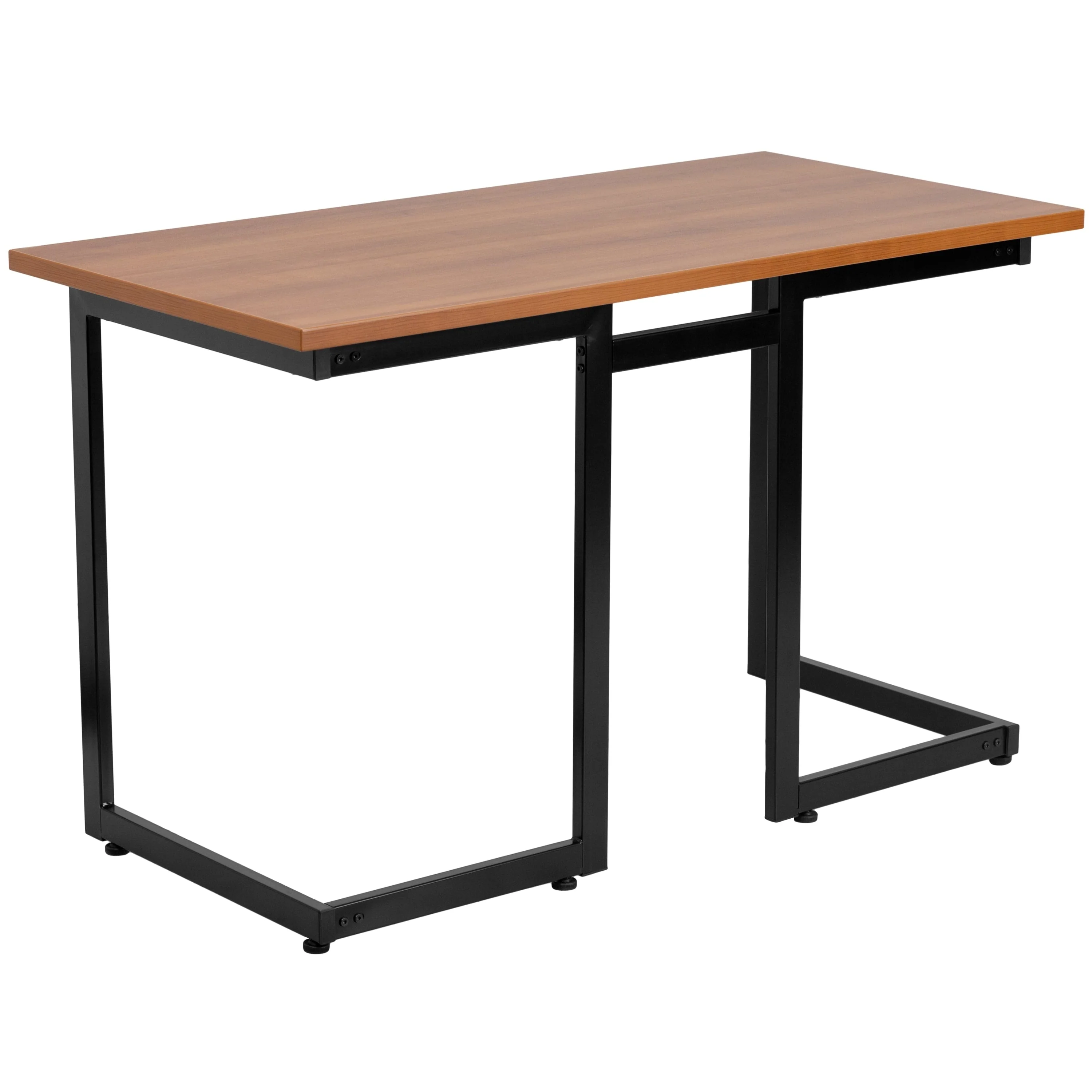 BizChair Cherry Computer Desk with Black Metal Frame