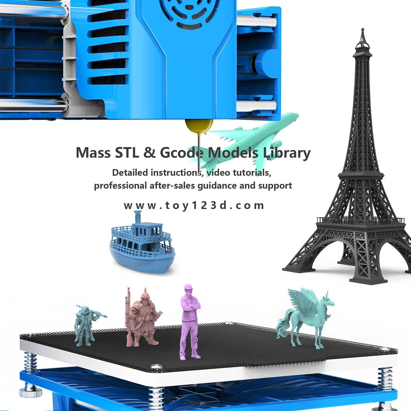 EasyThreed 3D Printer Mini Desktop Printing Machine for Beginners Household Education(Black)