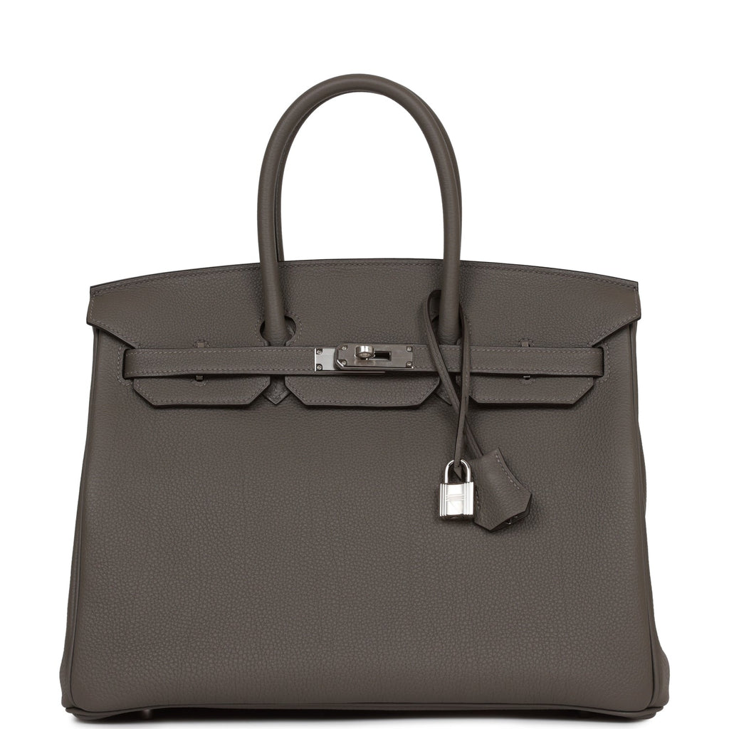 Birkin 35 Gris Meyer Togo Palladium Hardware