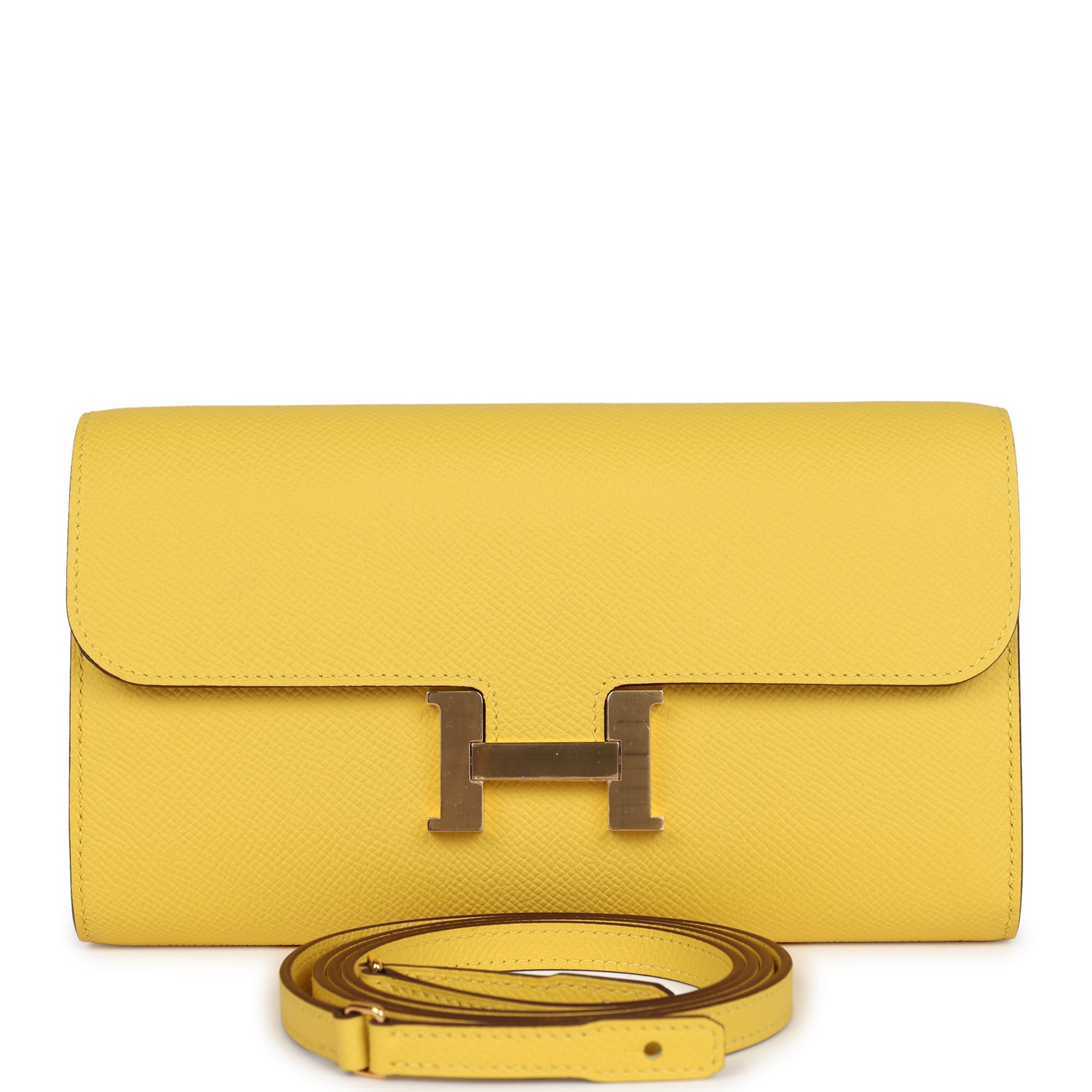 Constance To Go Wallet Jaune De Naples Epsom Gold Hardware
