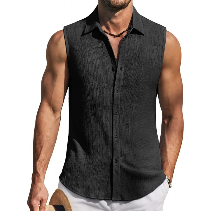 Men's Summer Sleeveless Shirts Beach Knit