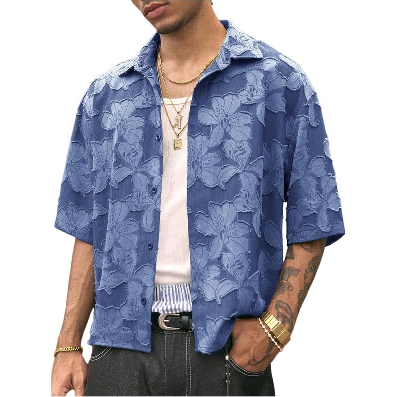 Men's Button Down Shirt Streetwear Crop Top Country Concert Outfits