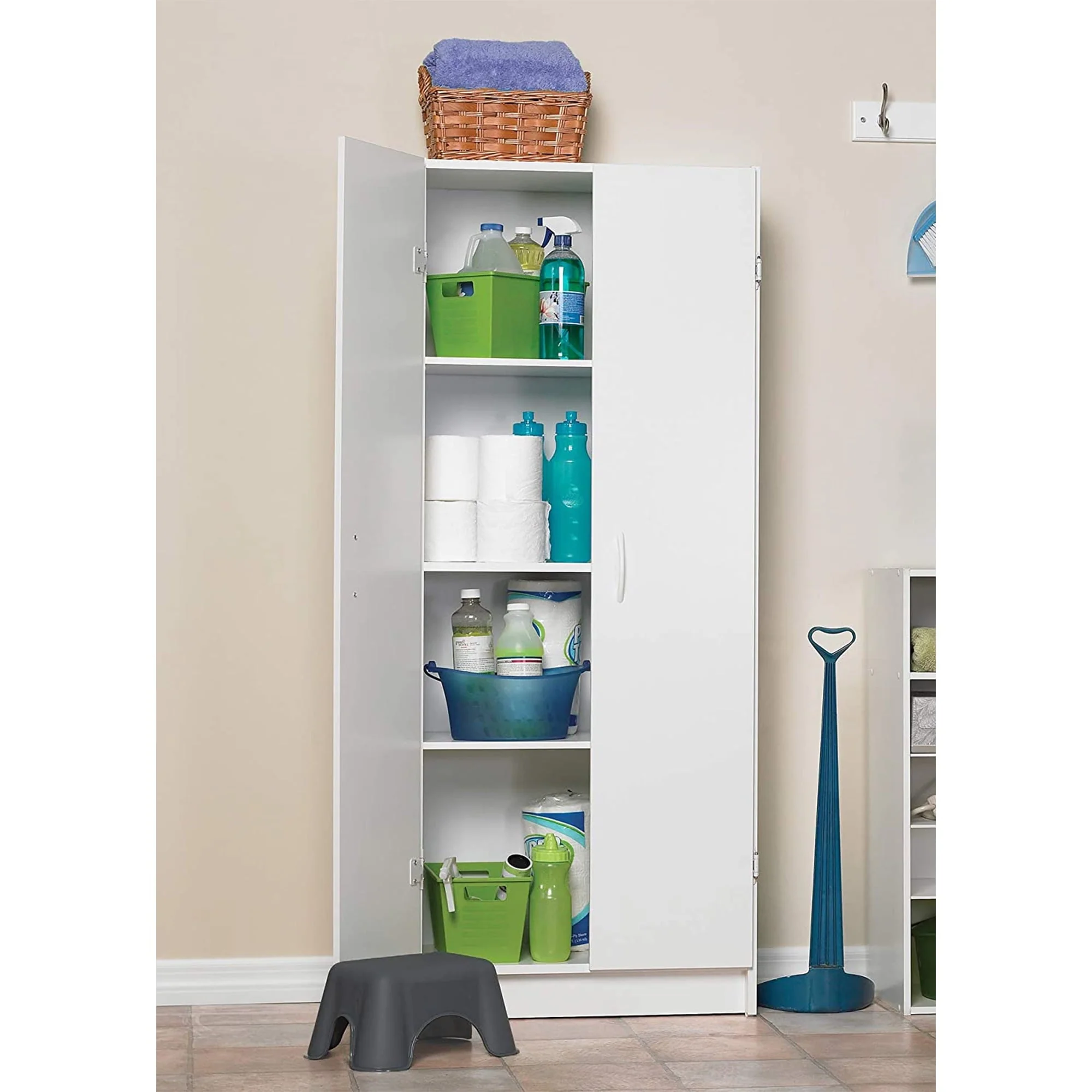ClosetMaid 12.5 x 24 x 59.5 Inch Adjustable 4 Shelf Pantry Cabinet, White