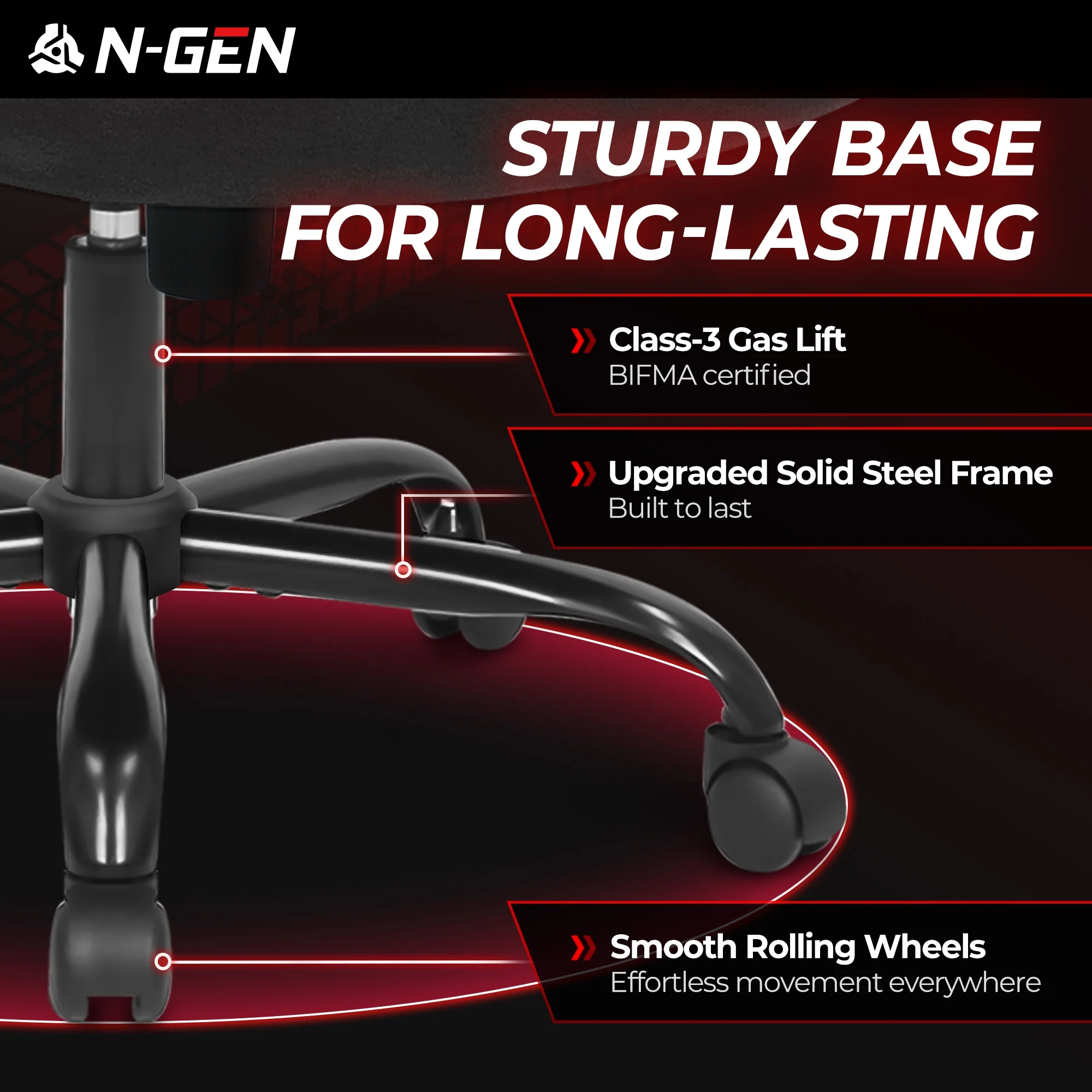 N-GEN Red Gaming Chair, Flip-up Armrest Computer Chair Ergonomic Office Chair PU Leather Desk Chair Executive Adjustable Swivel Task Chair