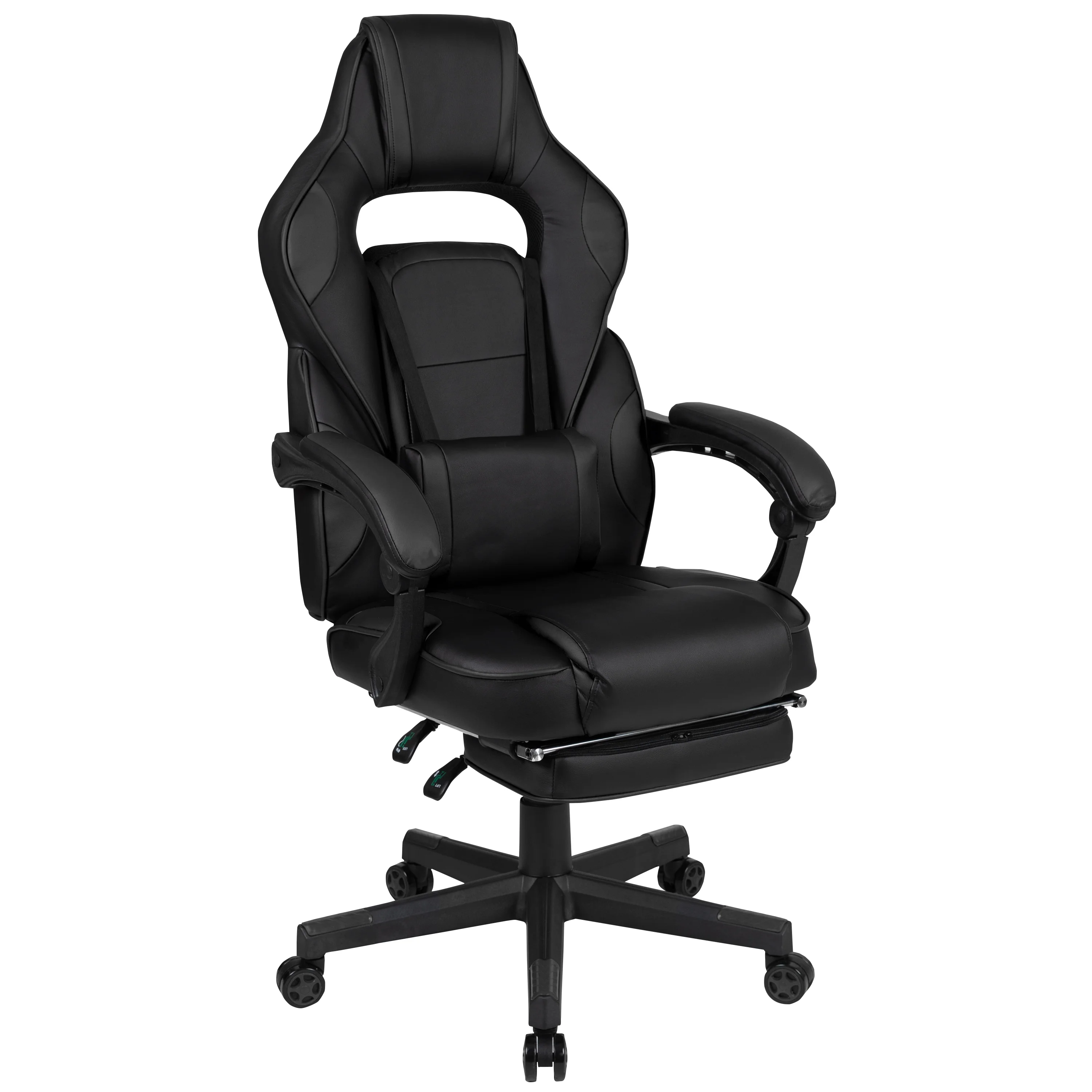 Emma + Oliver Black Ergonomic Gaming Chair -Recline Back/Arms, Footrest, Massaging Lumbar
