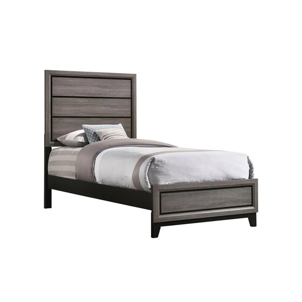 Watson 4-piece Twin Panel Bedroom Set Grey Oak