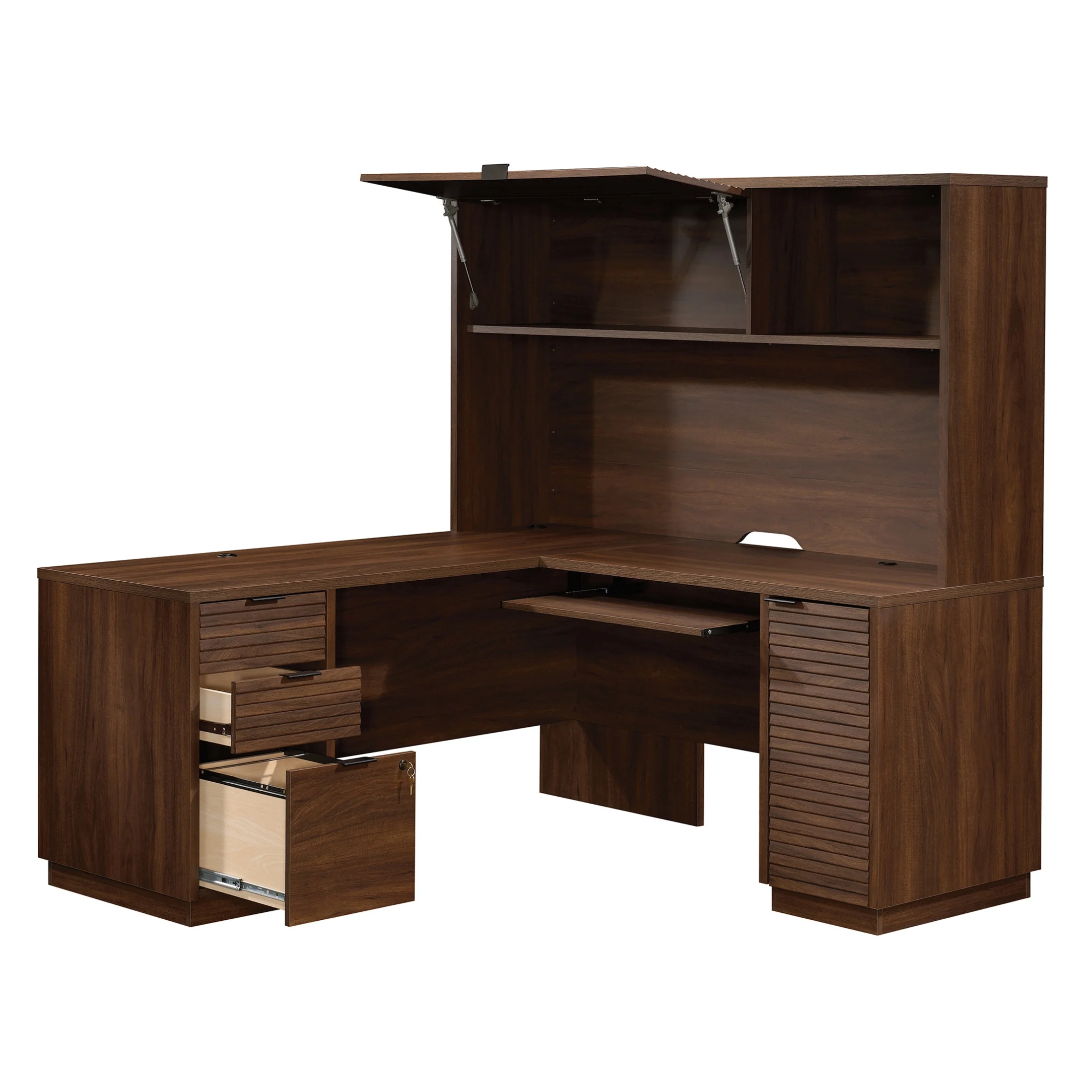 Sauder Englewood Engineered Wood Desk Hutch in Spiced Mahogany