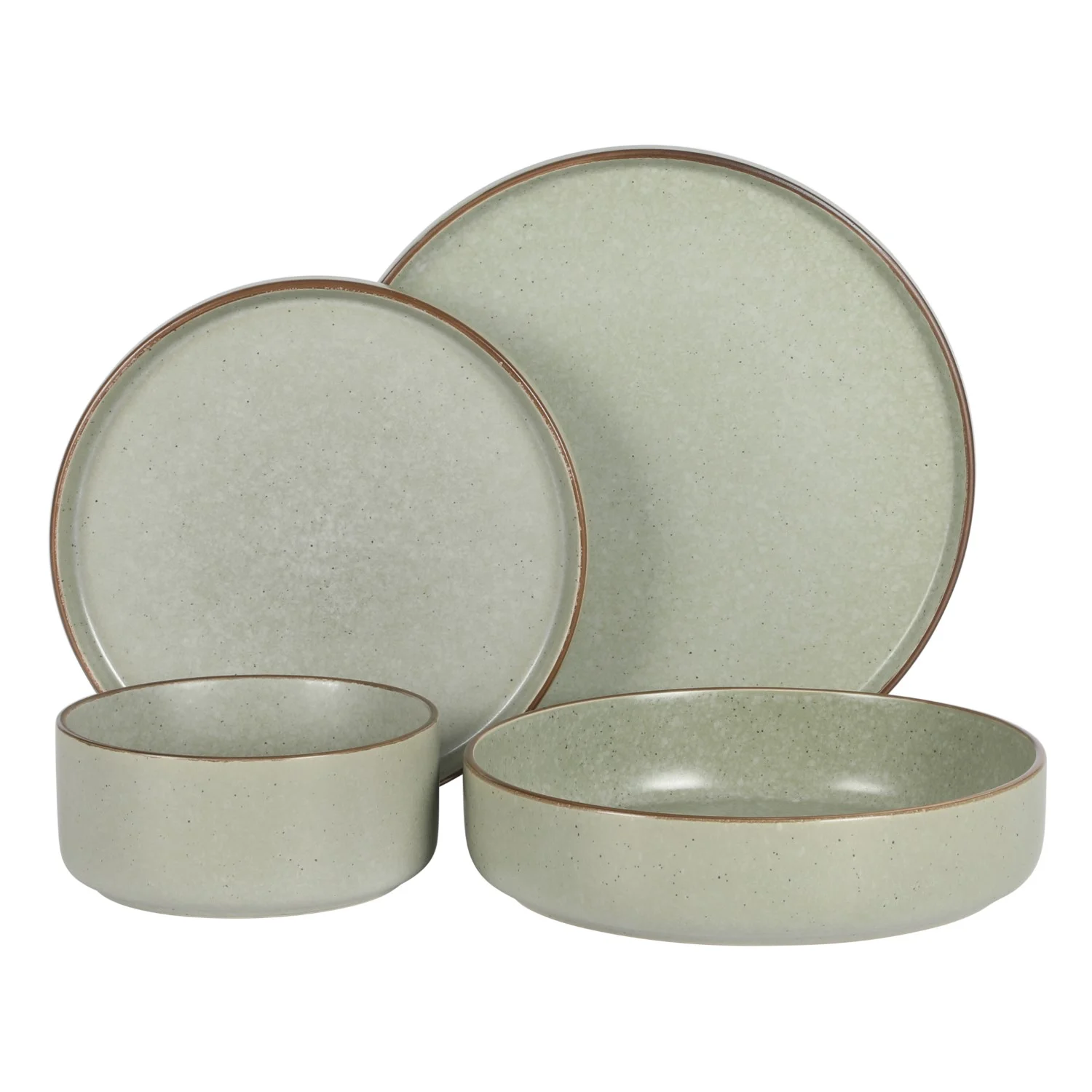 Gibson Elite Gelston Stoneware Matte Reactive Glaze 16 Piece (Service for 4) Plates and Bowl Dinnerware Set - Grey