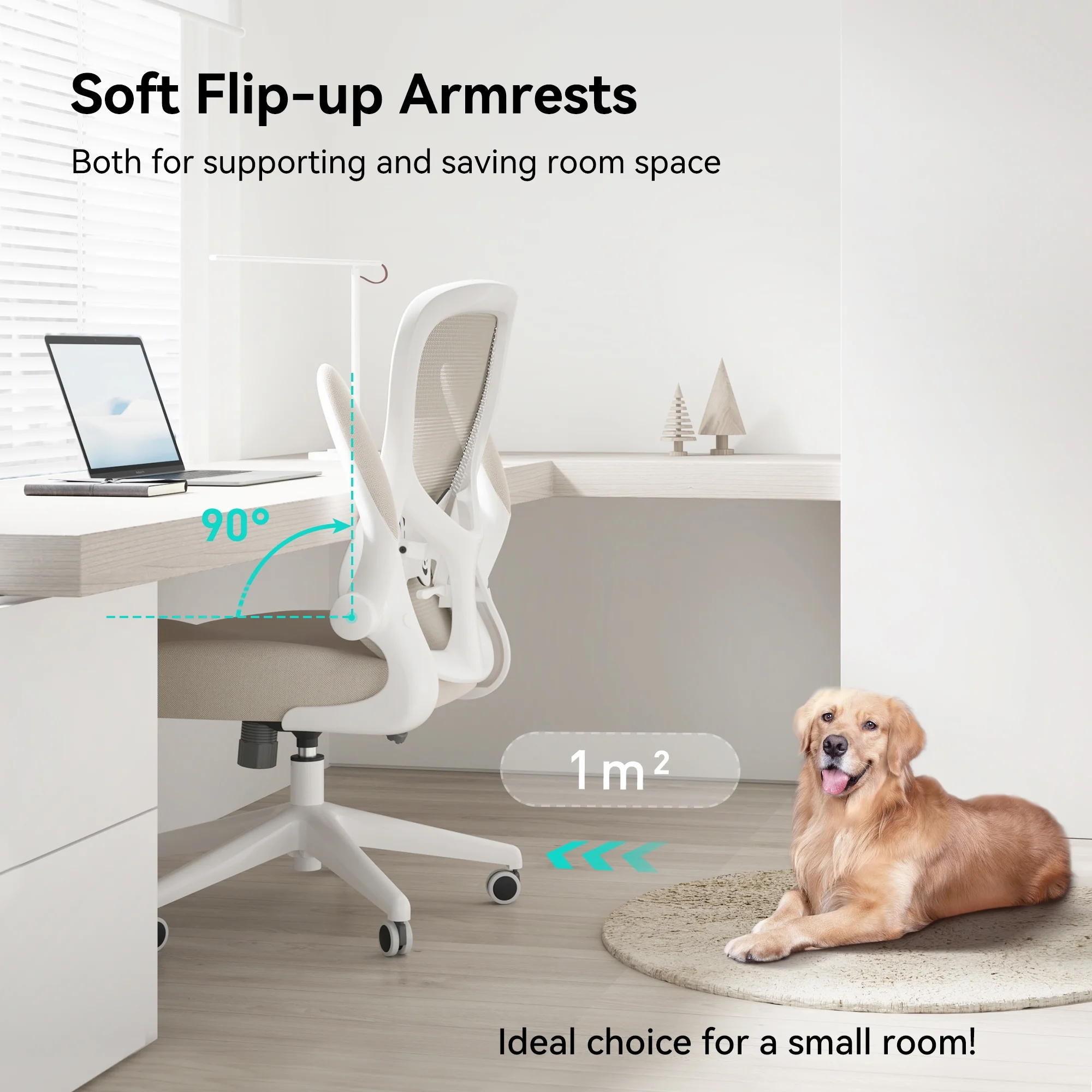 Hbada Office Chair, Ergonomic Desk Chair, Computer Mesh Chair with Lumbar Support and Flip-up Arms, Gray