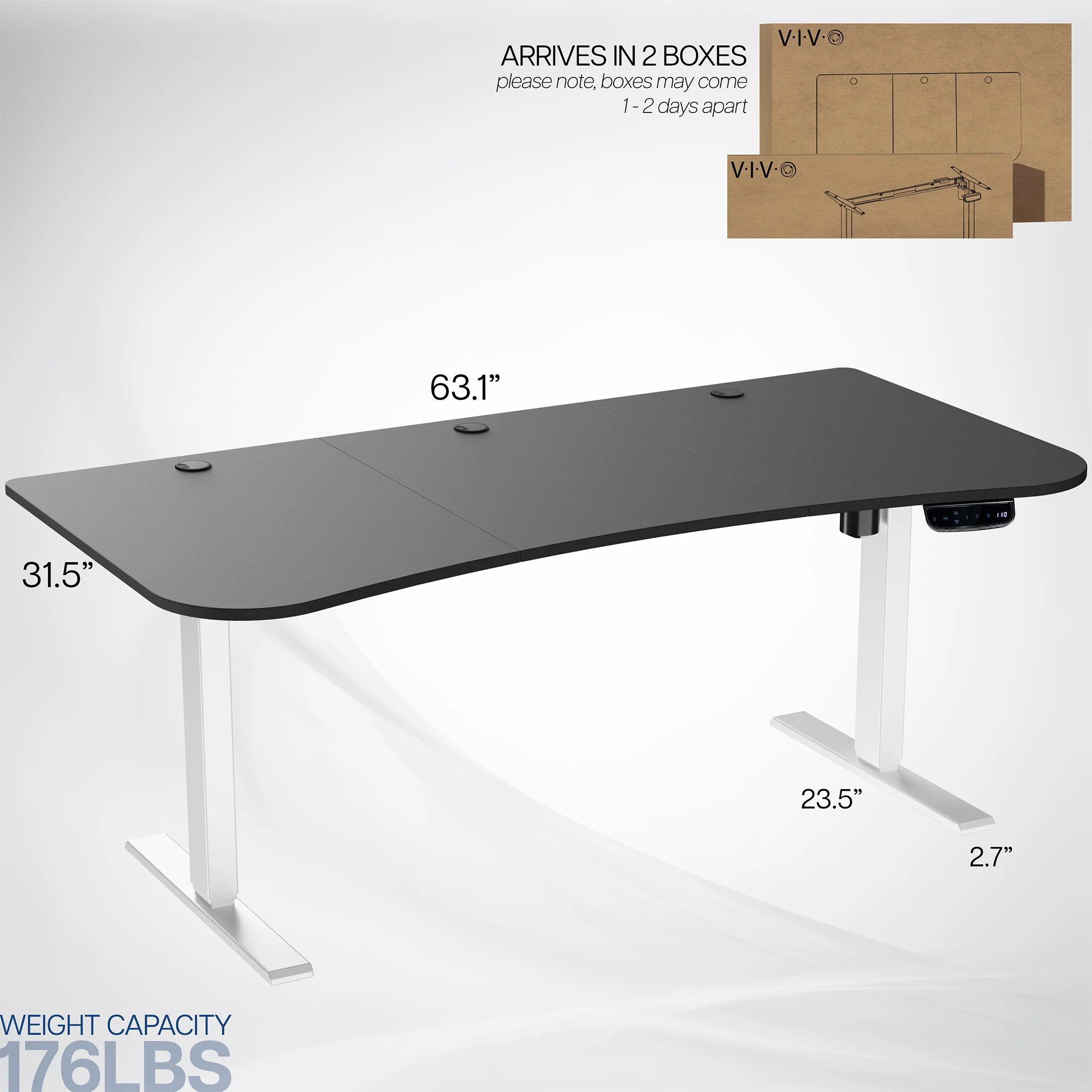 VIVO Reclaimed Wood / Black 63�?x 32�?Electric Height Adjustable Stand Up Desk