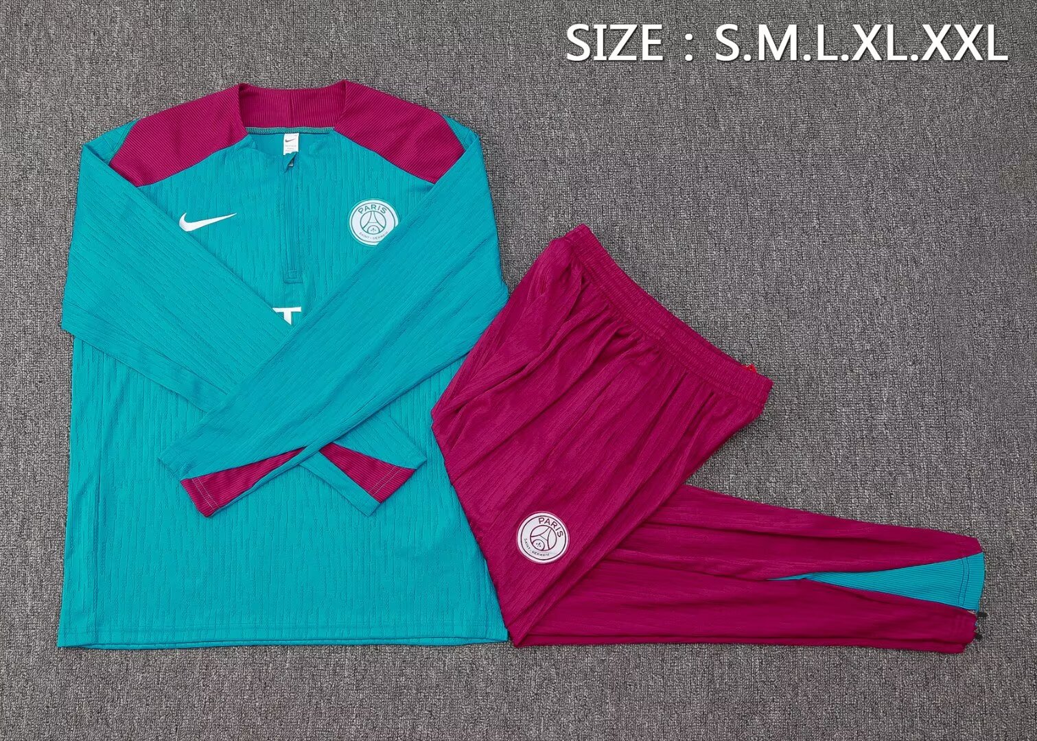 2024/2025 Psg Paris Saint-Germain Half-Pull Training Suit Lake blue Football Shirt 1:1 Thai Quality