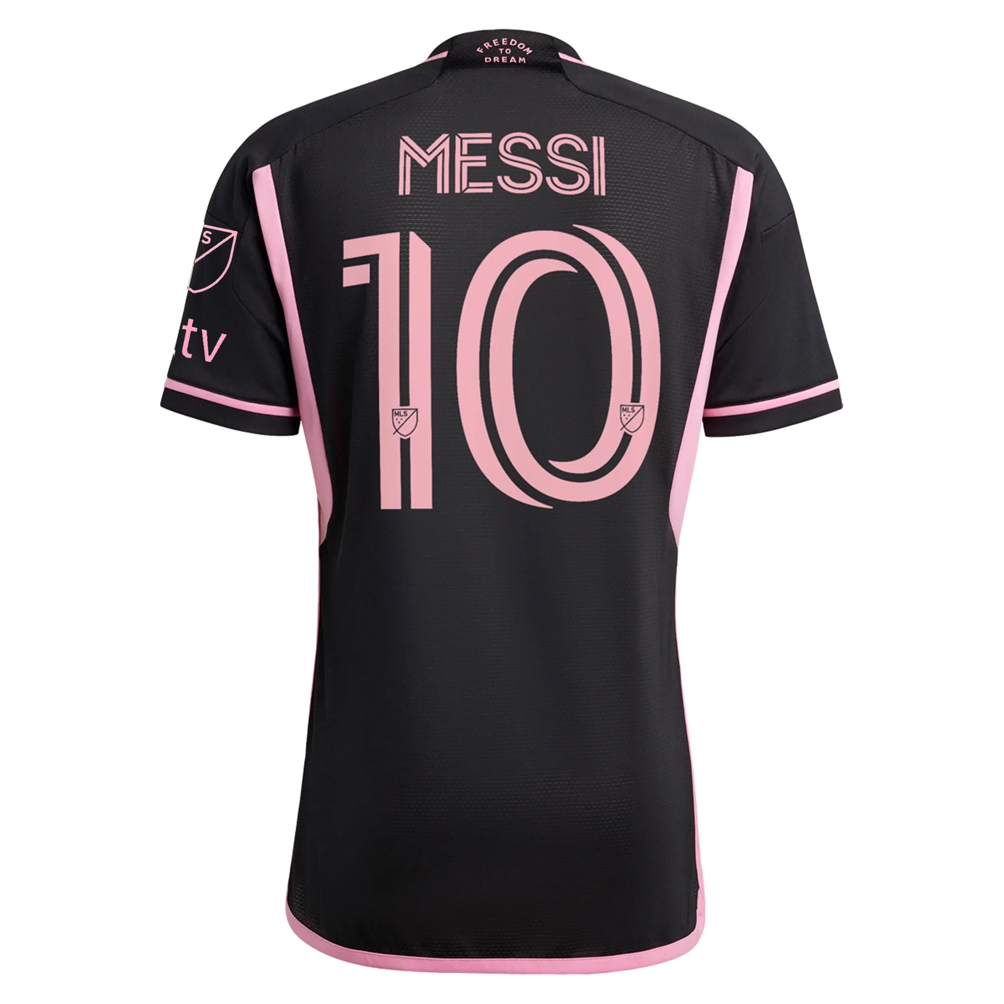 adidas Inter Miami Lionel Messi Authentic Player Version Away Jersey 23/24 w/ MLS Patches (Black/Pink)