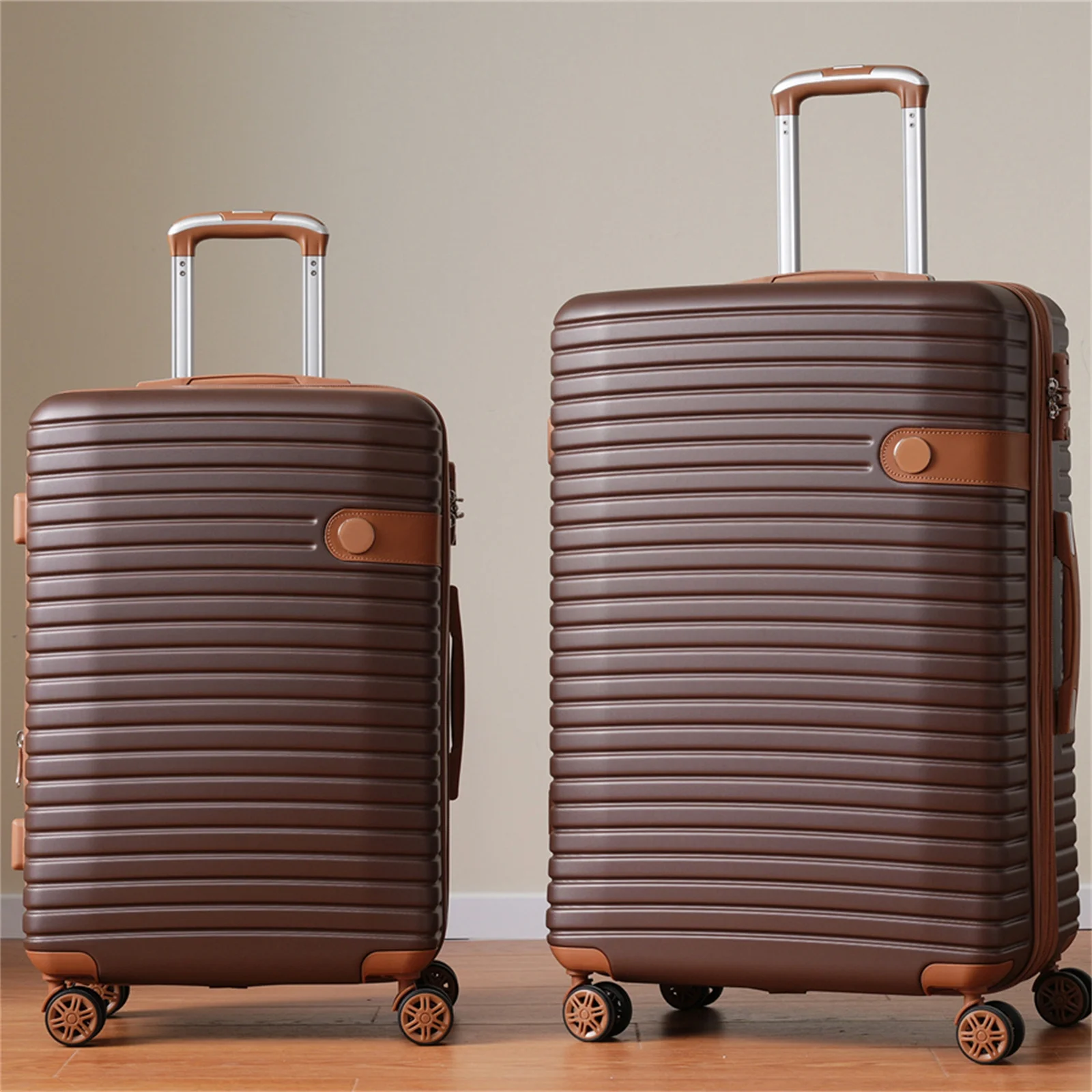 Kojooin 4 Piece Hardshell Expandable Suitcase Set with TSA Lock and Spinner Wheels, Chocolate