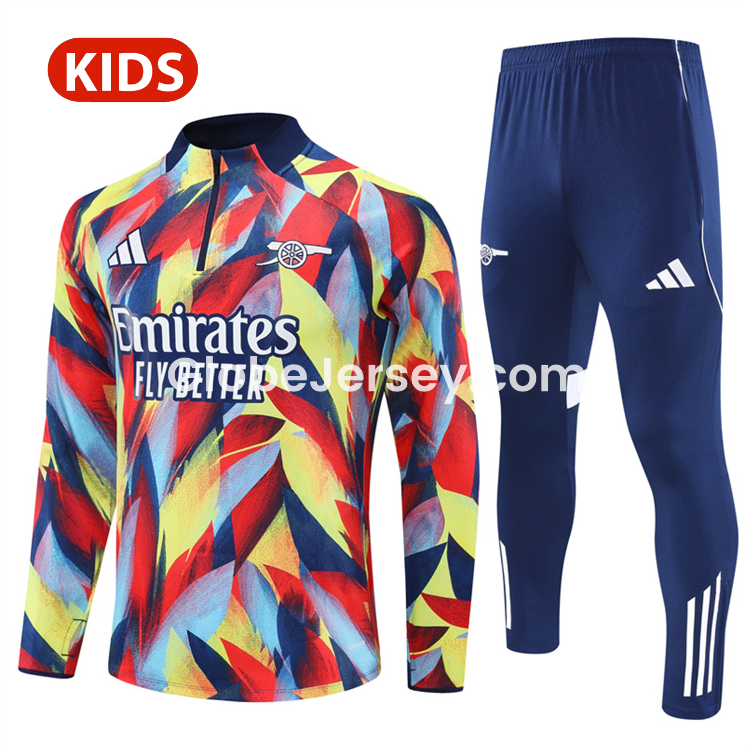 Arsenal 25-26 Kid Long Sleeves Training Set - Colorful Camouflage Top & Royal Blue Pants