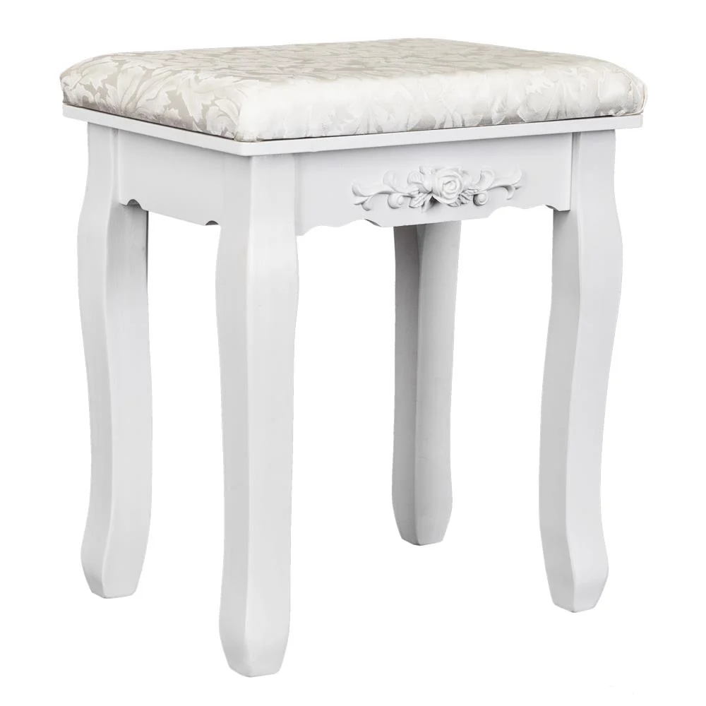 Ktaxon Vanity Set,Flip-top Mirror Dressing Table Makeup Vanity Table Writing Desk with 2 Drawers and Stool, White