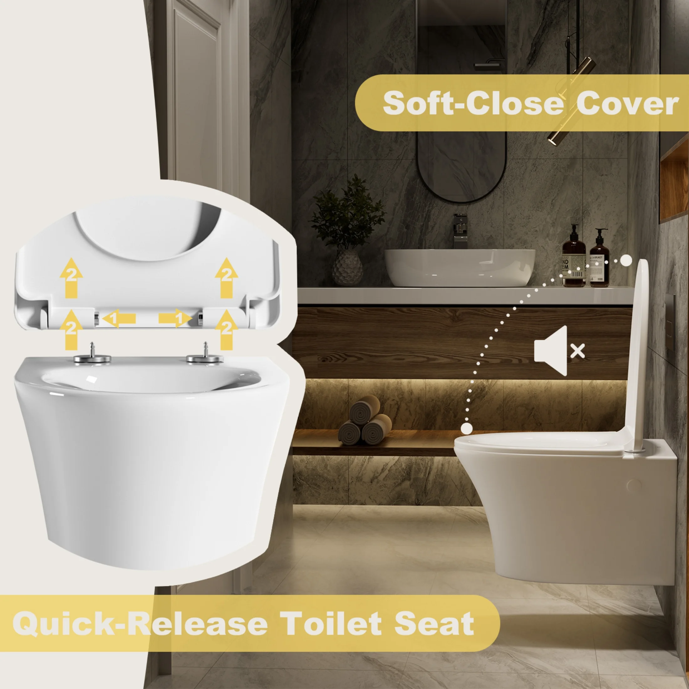 Los Flexi Compact Wall-Mount Toilet Set - Round Bowl, In-Wall Tank, Tornado Flush, Actuator Plate Included