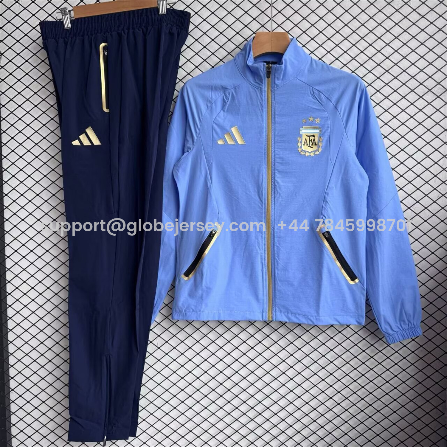 Argentina 2026 Windbreaker Training Set - Blue Top and Black Pants