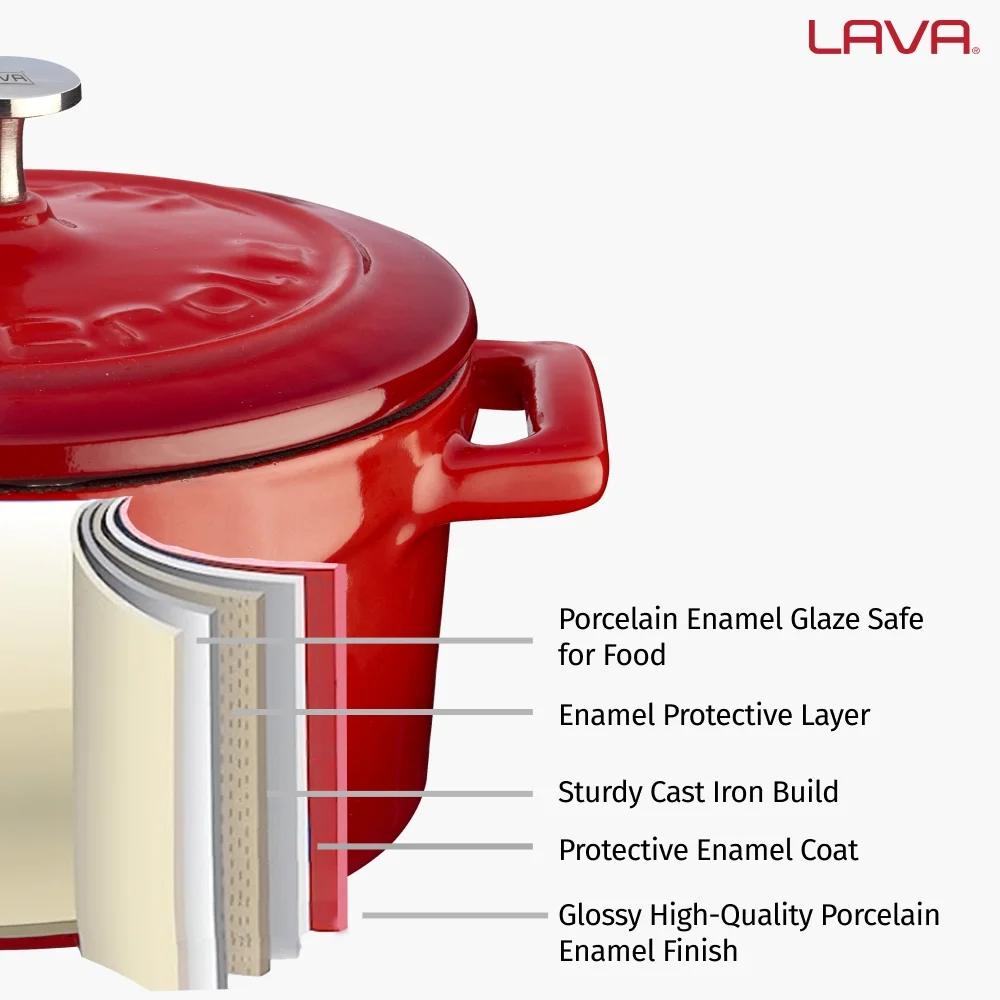 Lava Enameled Cast Iron Dutch Oven 7 Qt. Round with Trendy Lid