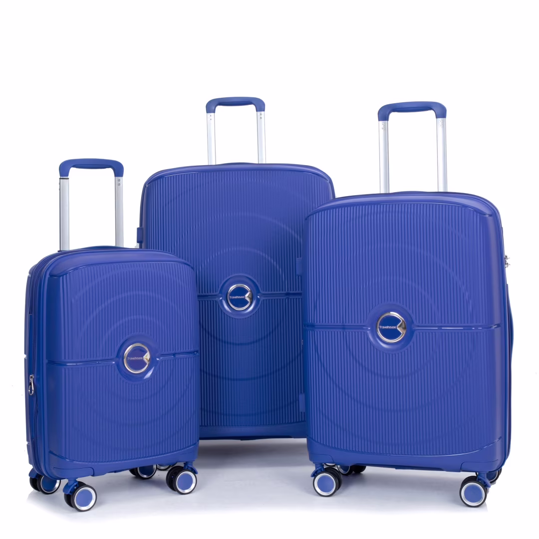 3 Pieces Luggage Set (20/24/28), Expandable PP Lightweight Hardshell Durable Suitcase with 4 Double 360 Degrees Mute Spinner Wheels and TSA Lock for Men Women, Black