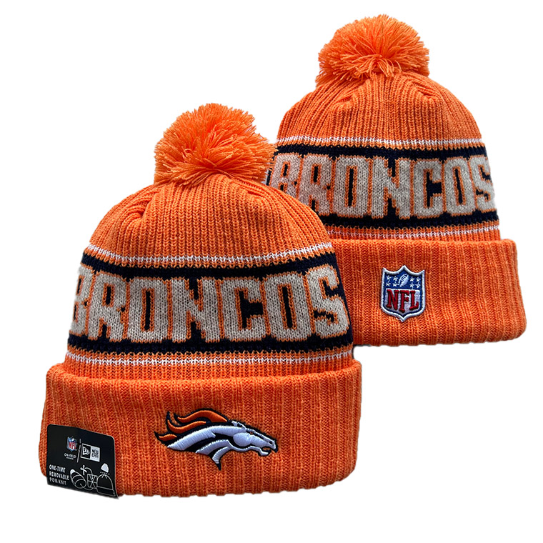New Era Orange Denver Broncos Cuffed Knit Hat with Pom