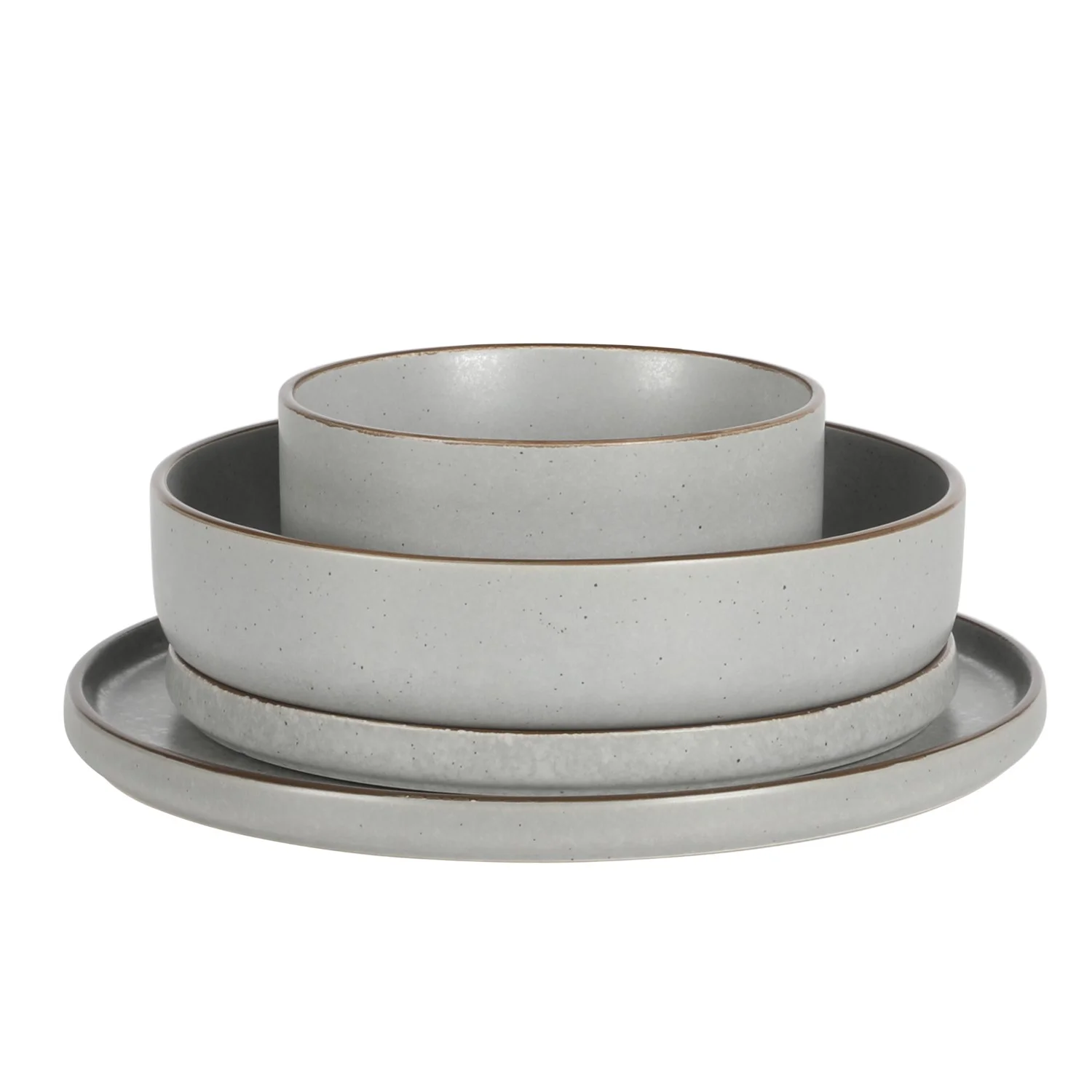Gibson Elite Gelston Stoneware Matte Reactive Glaze 16 Piece (Service for 4) Plates and Bowl Dinnerware Set - Grey