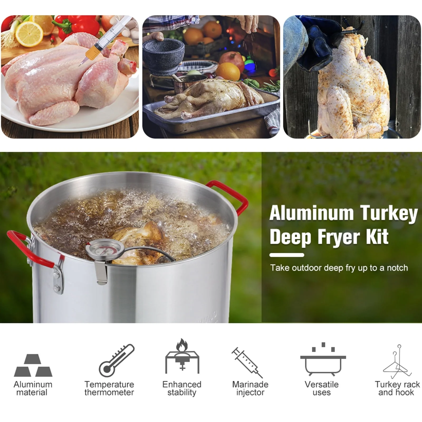 Andte 30 Qt Propane Turkey Fryer and Seafood Boil Pot Combo, 10 Qt Fish Fryer, Crawfish Cooker Pot Basket with 54000 BTU Burner