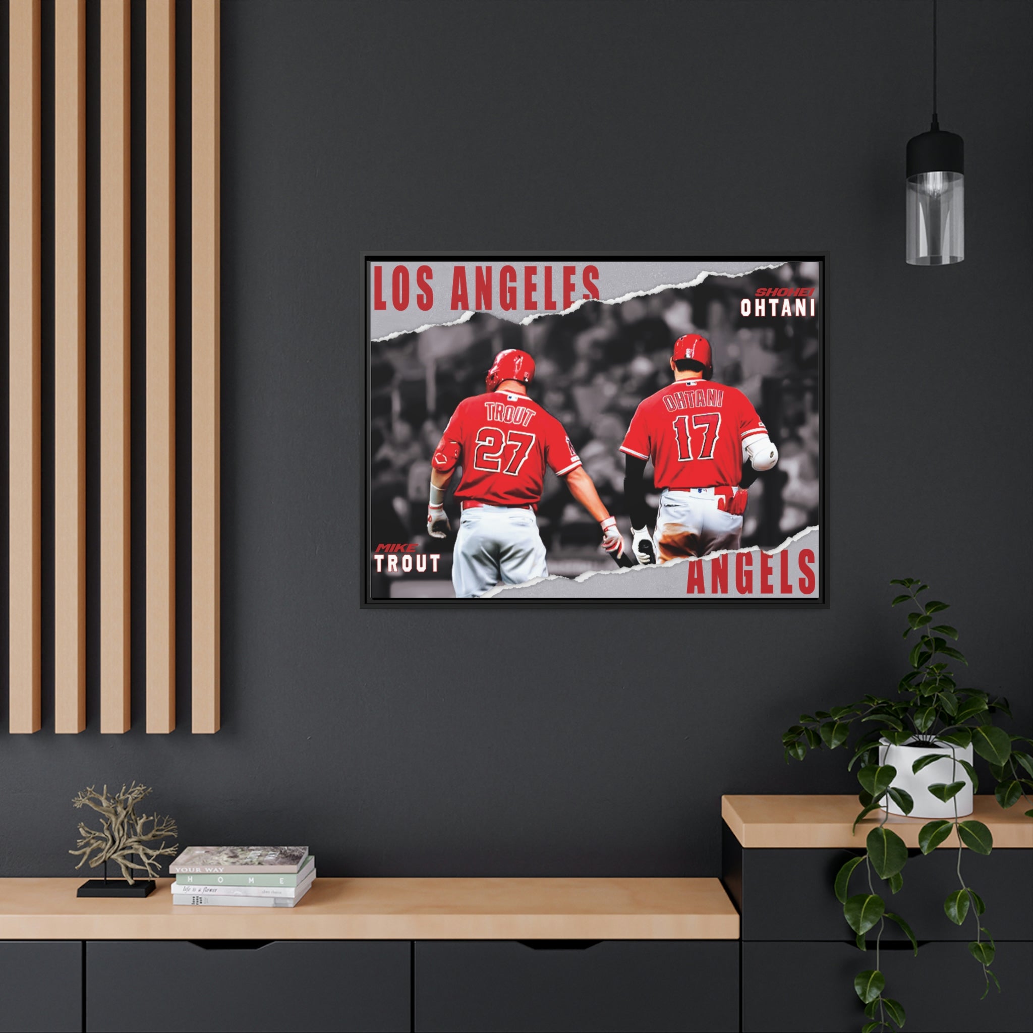 Mike Trout & Shohei Ohtani Los Angeles Angels MVP Teammates Premium Wall Art Framed Canvas