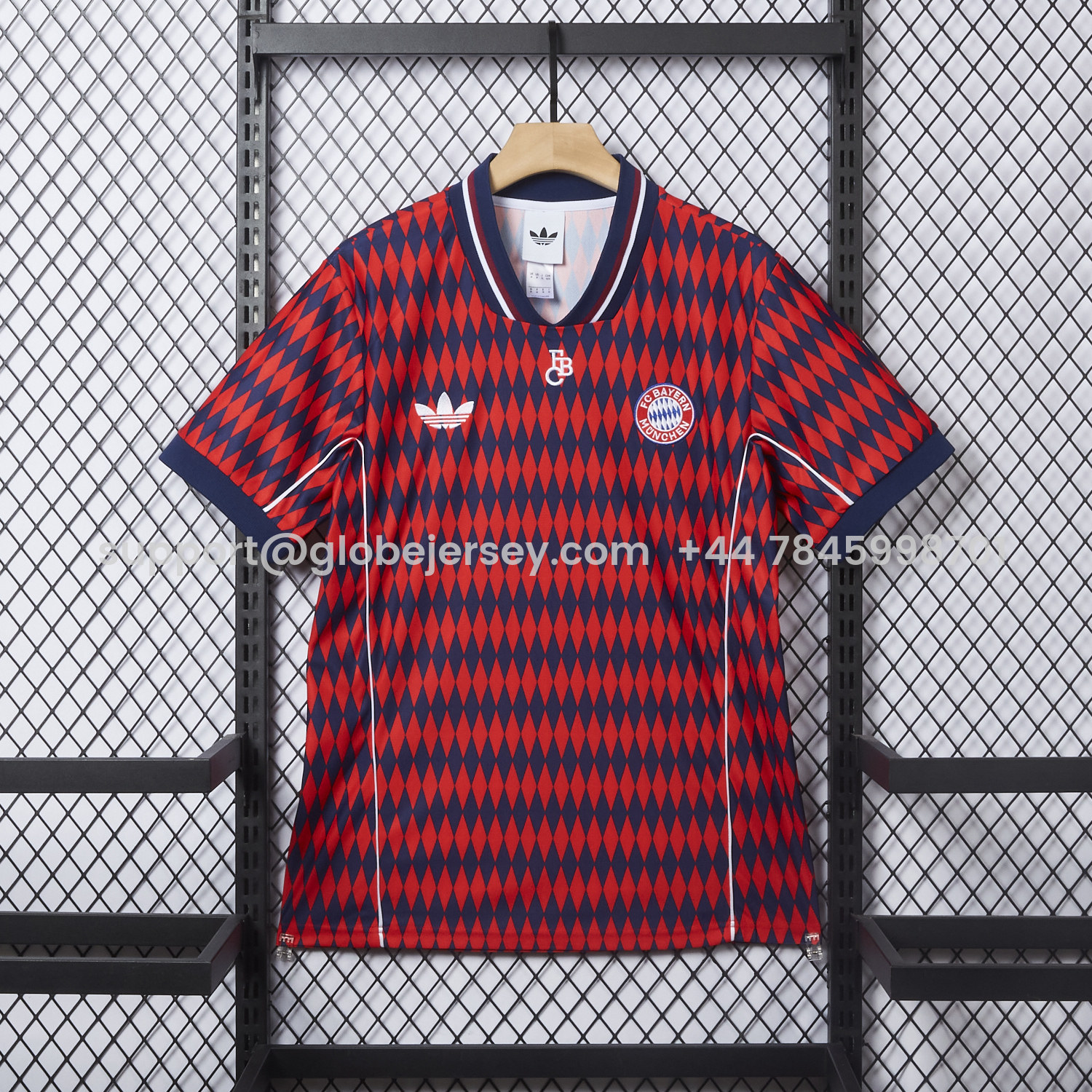 Bayern Munich 25-26 Trefoil Retro Style Red And Deep Blue Jersey - Fans Version