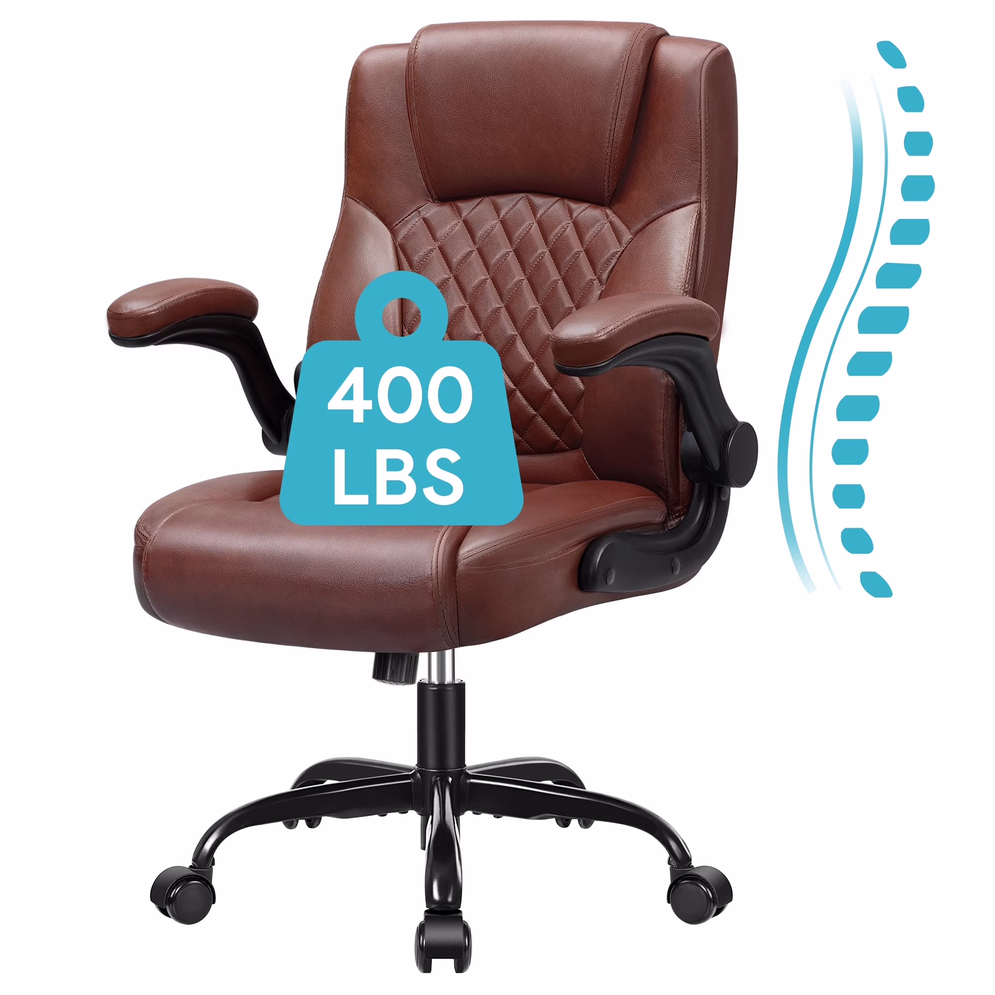 COOLHUT Leather Office Chair, Big and Tall Office Chair 400LBS Wide Seat Ergonomic Computer Desk Chair High Back Executive Leather Chair Adjustable Task Chair Lumbar Back with 8-Year Warranty, Black