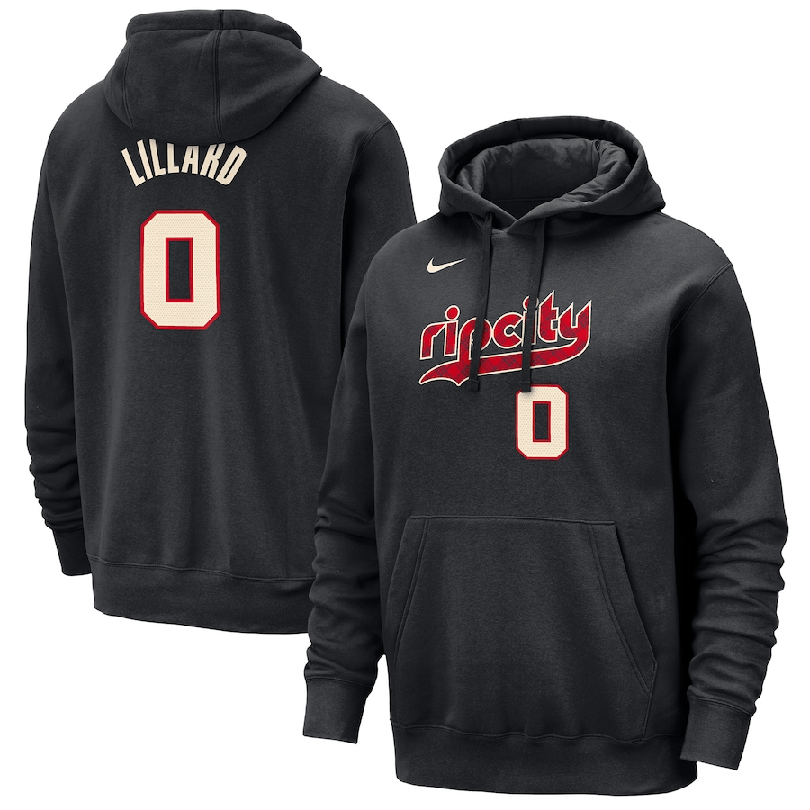Damian Lillard Portland Trail Blazers  2023/24 City Edition Name & Number Pullover Hoodie - Black