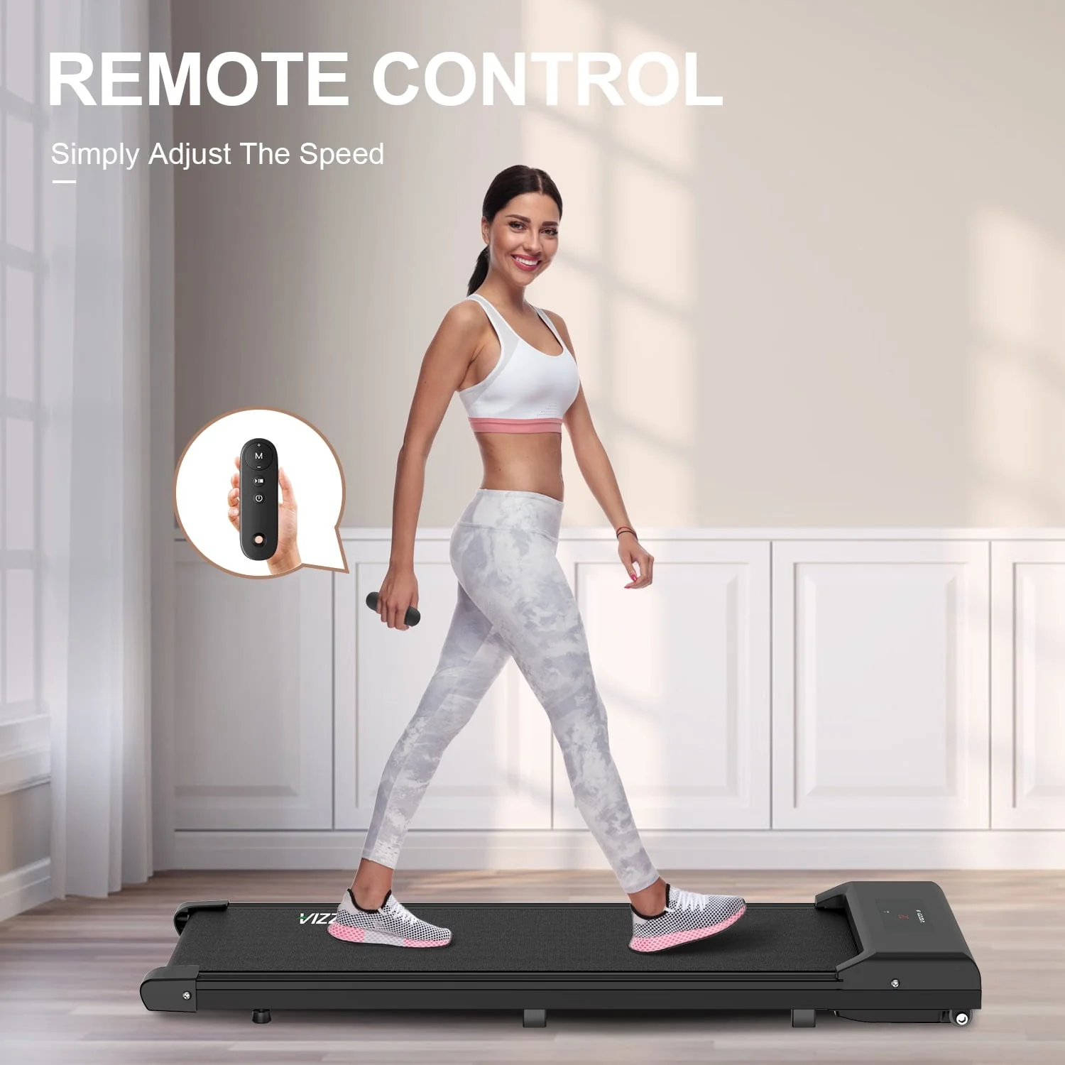 Bigzzia Under Desk Treadmill, 2.5HP Installation-Free Portable Treadmill Running Machine, 6.25MPH, Treadmill with LED Display and Wireless Remote Control for Home/Office, 265 Lb Capacity