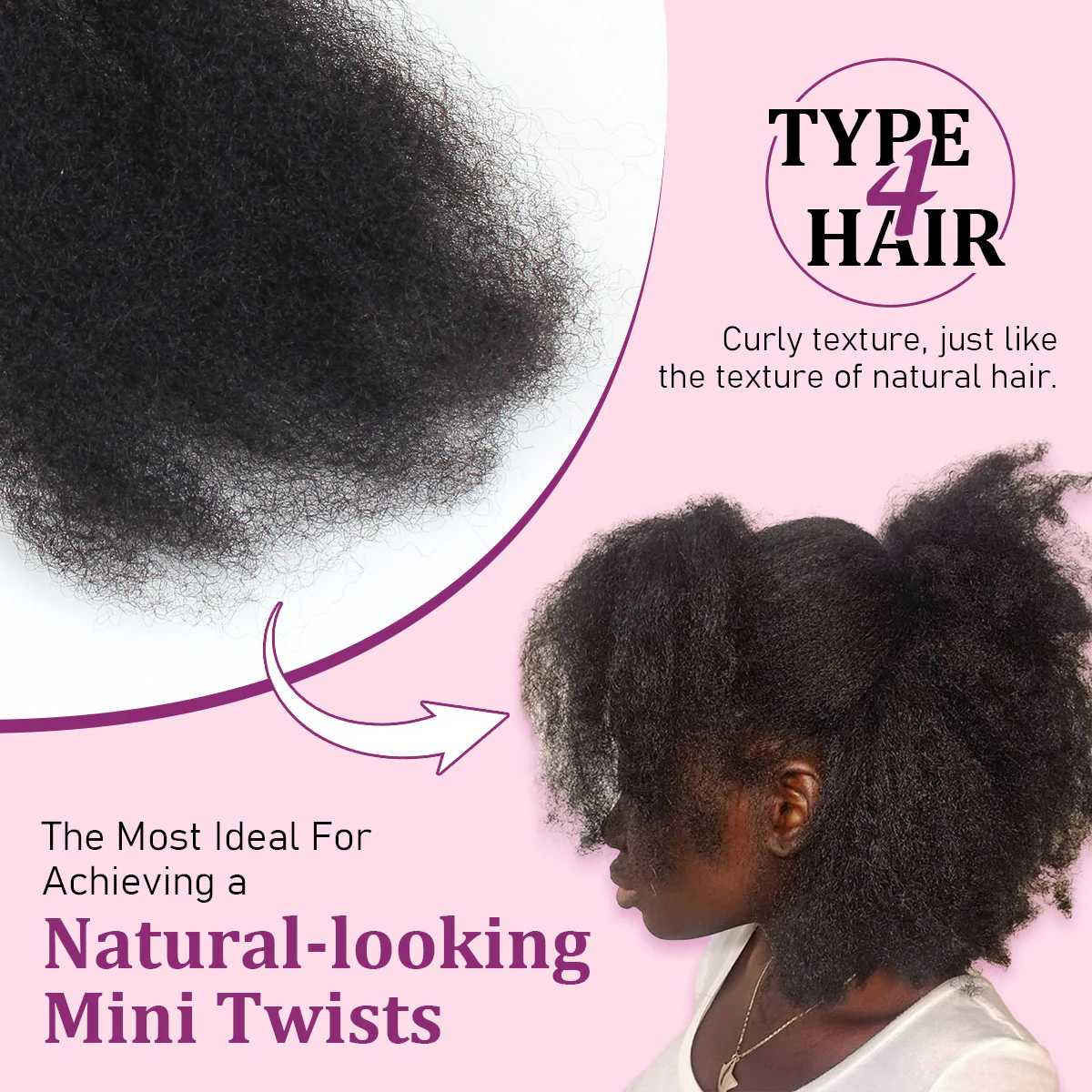 Sangtok Afro Kinkys Bulk Human Hair, 4c Curly Hair for Permanent Sister Locs/ Mini Twists/Braids/Repair Can Dye and Bleach, Auburn Brown