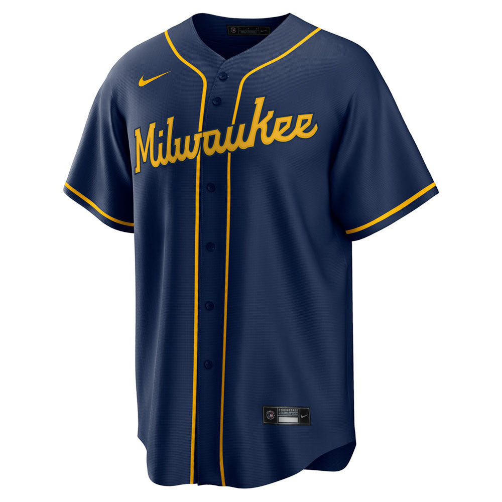 Men's Milwaukee Brewers Christian Yelich Alternate Player Jersey - Navy