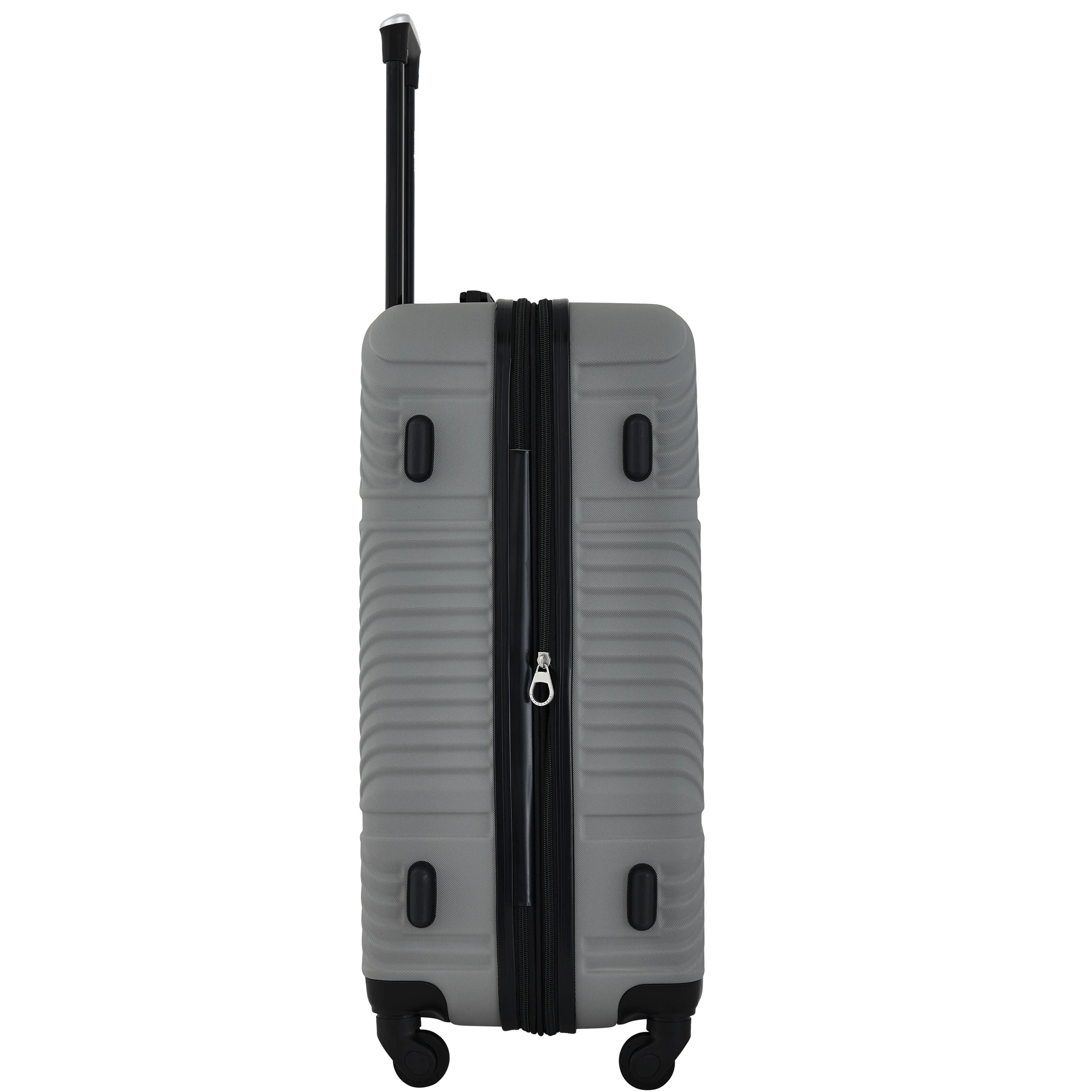 Wrangler 4 Piece Expandable Hardside Spinner Luggage Set with Packing Cubes, Sharkskin Grey