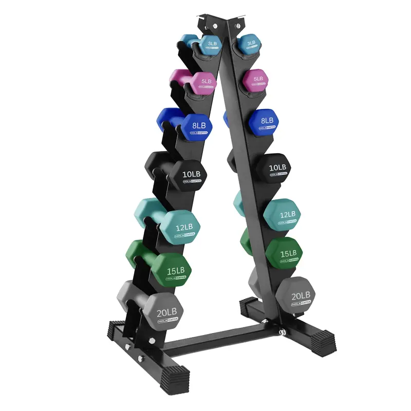 146-Pound Neoprene Dumbbell Set with Storage Rack – Full-Body Workout Kit