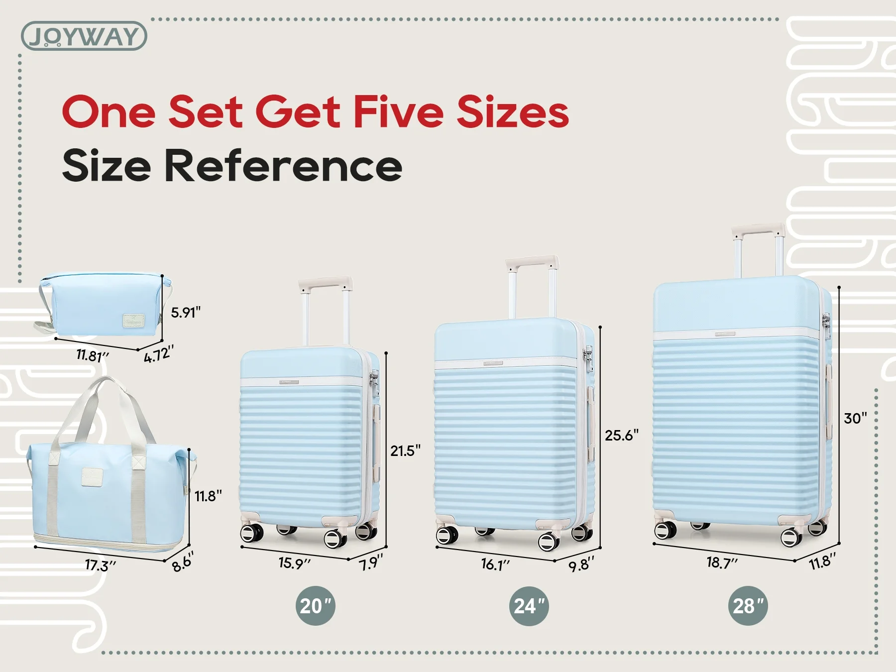 Joyway - 5-Piece Luggage Sets ABS Hardside Spinner Luggage -(Expandable Suitcase20