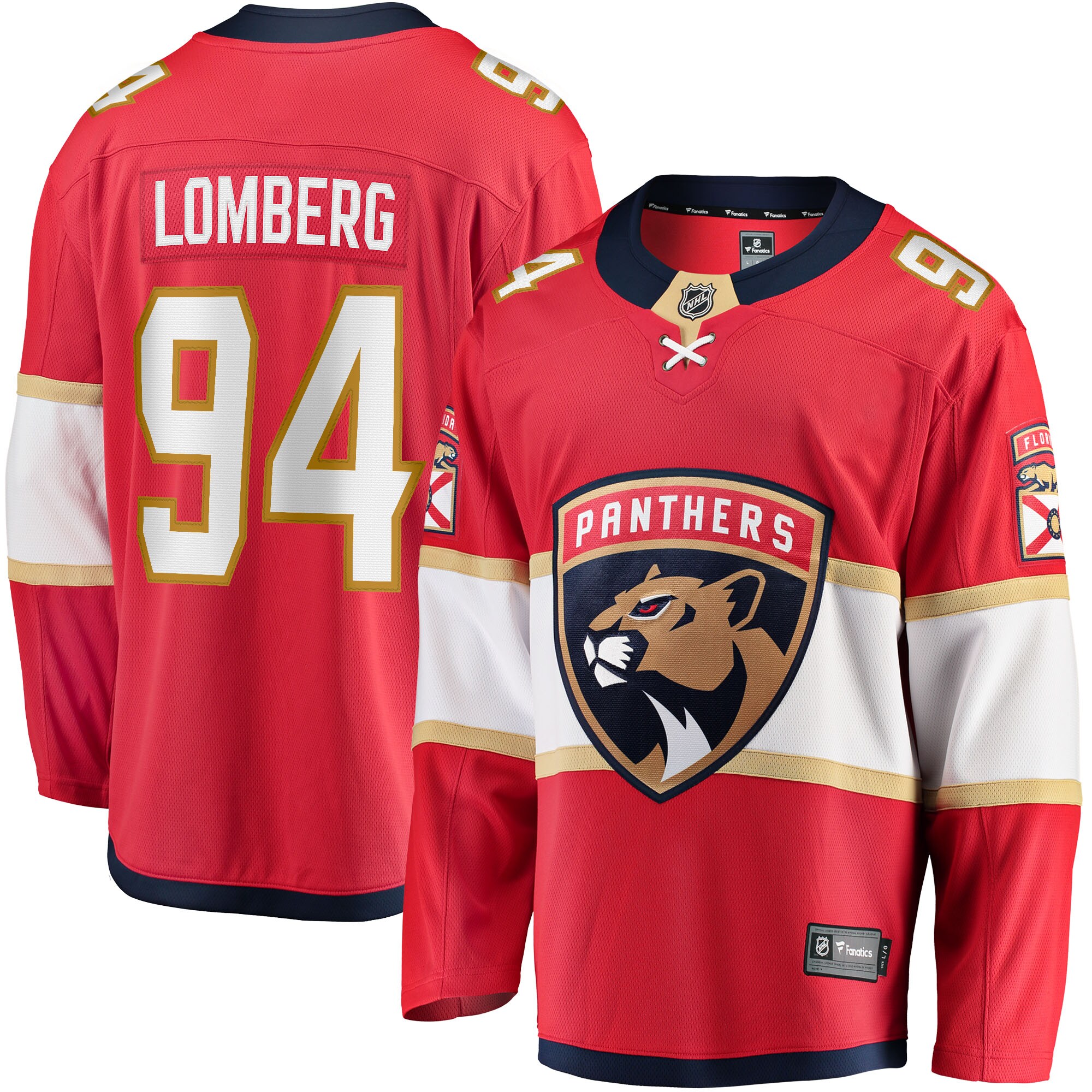 Ryan Lomberg Florida Panthers Fanatics Home Breakaway   Jersey – Red