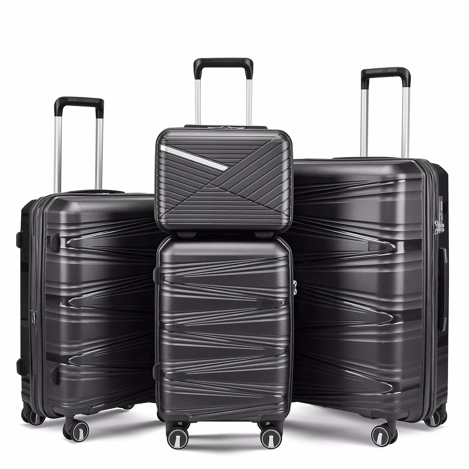 4 Piece Luggage Set Expandable Hardshell Travel Luggage Sets 8 Spinner Wheel Suitcase Wheels TSA Lock Suit Case, PP Lightweight & Durable wheels Upright Suitcase, 14/20/24/28 Inch