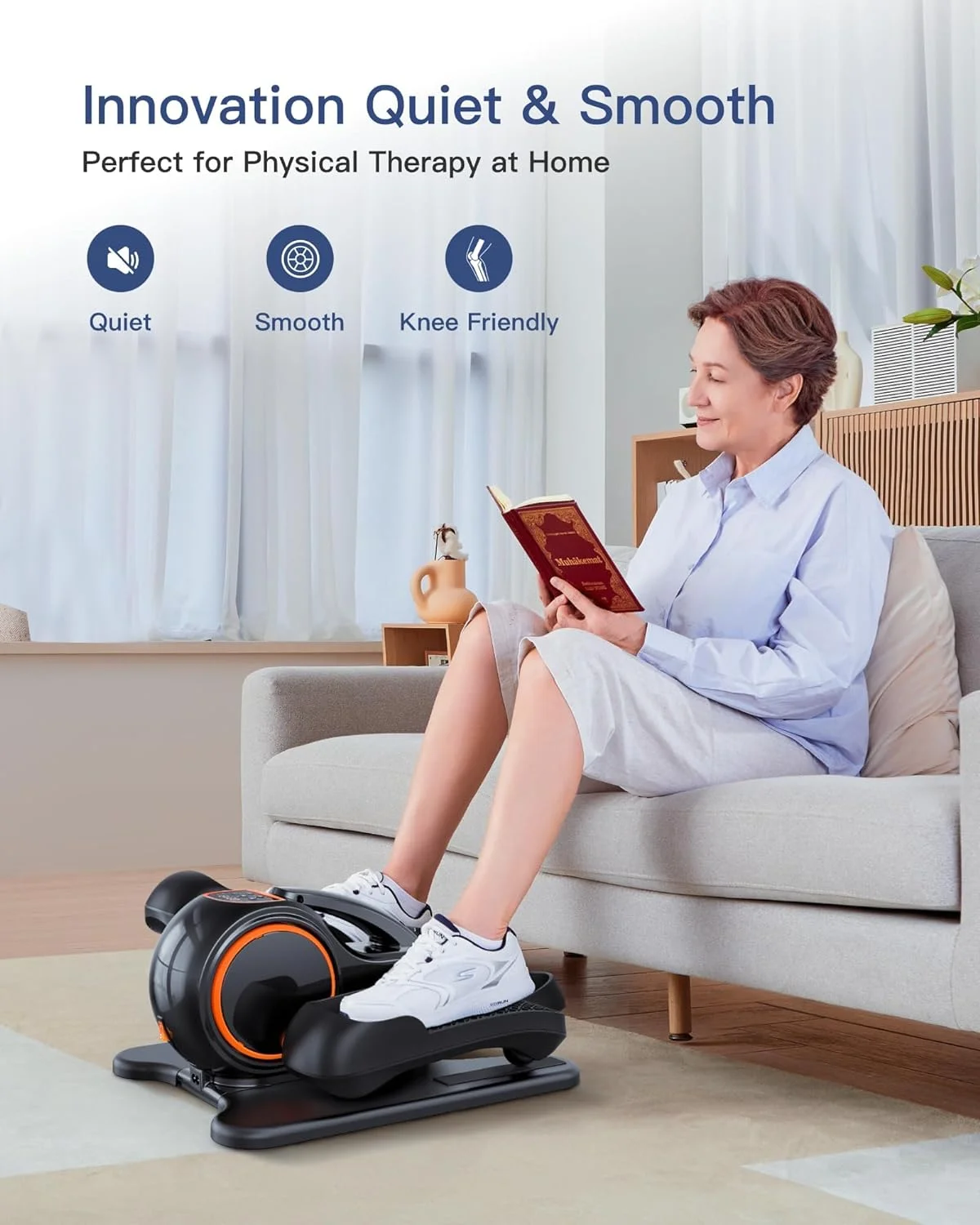 UPGO Under Desk Ellipticals Electric, Elipse Leg Pedal Exerciser for Seniors Fully Assembled, Seated Pedal Exerciser with Remote Control & Non-Slip Pedals