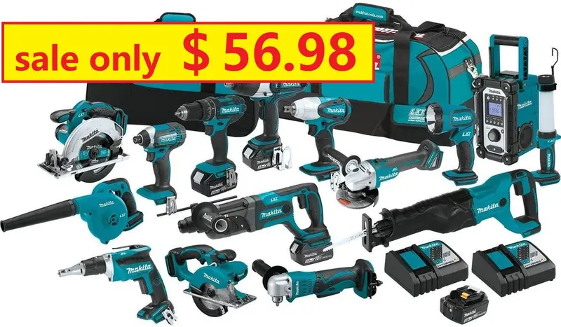 15-Piece Cordless Power Tool Combo Kit – Includes Charger and Multiple Battery Options