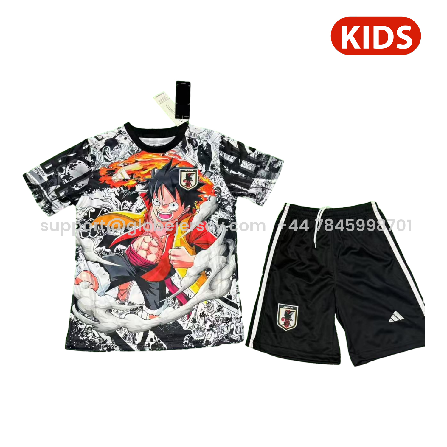 Japan 25-26 Luffy Flame Fist White And Black Special Kids Kit