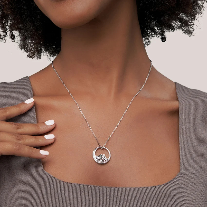 Mountain Range Diamond Pendant in Silver