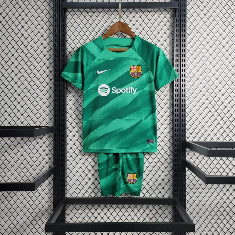 2023/2024 Kids Size Barcelona Green Goalkeeper Football Shirt 1:1 Thai Quality